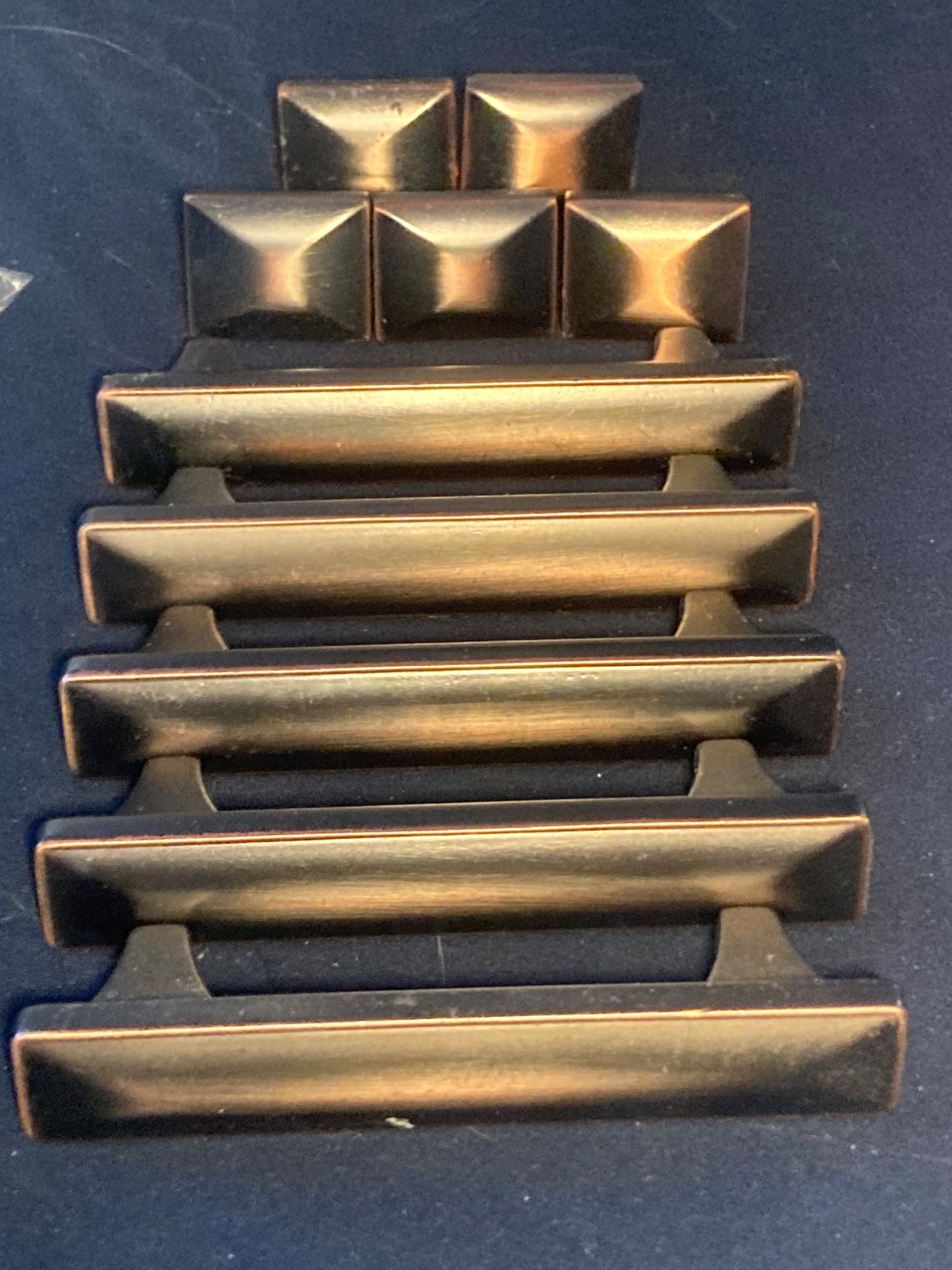 Set of 5 each- Vintage Drawer Pull Dark Bronze Handles and Knobs