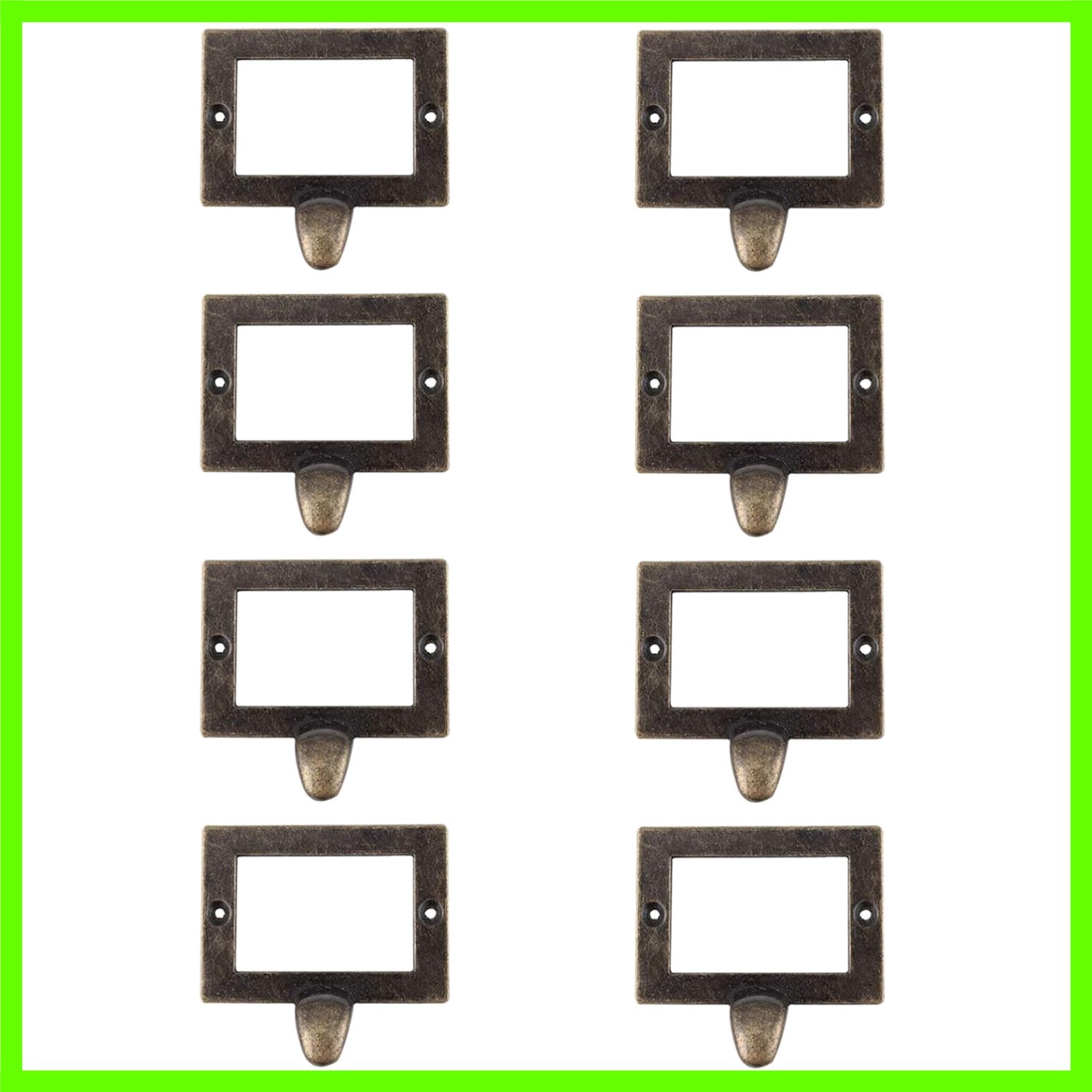 8-Pack Zinc Alloy Antique Bronze Label Frame Drawer Pulls -Vintage Industrial…