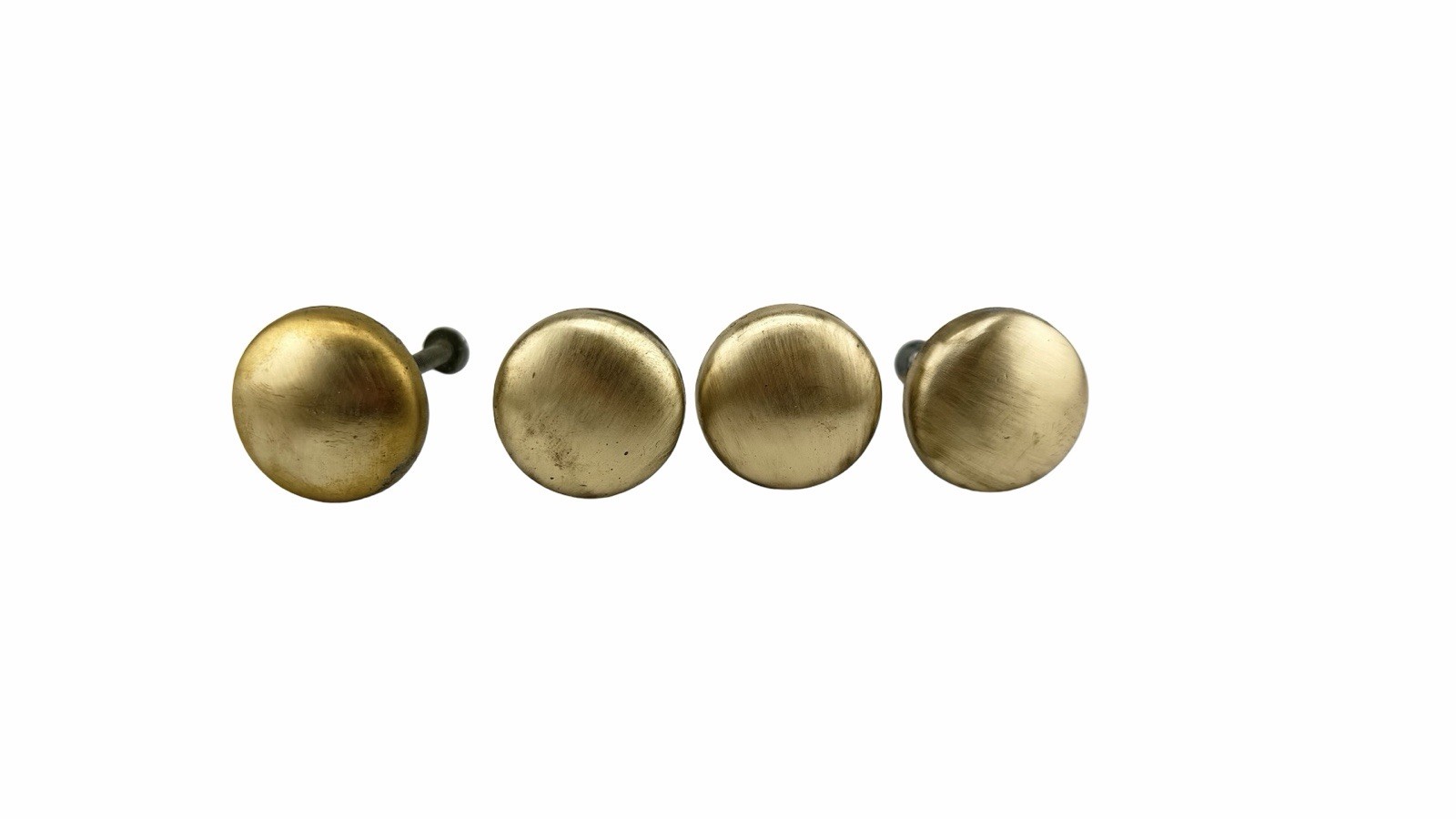Lot of 4 Vintage Antique Brass Round Cabinet Drawer Knobs Pulls 1.25” Furniture