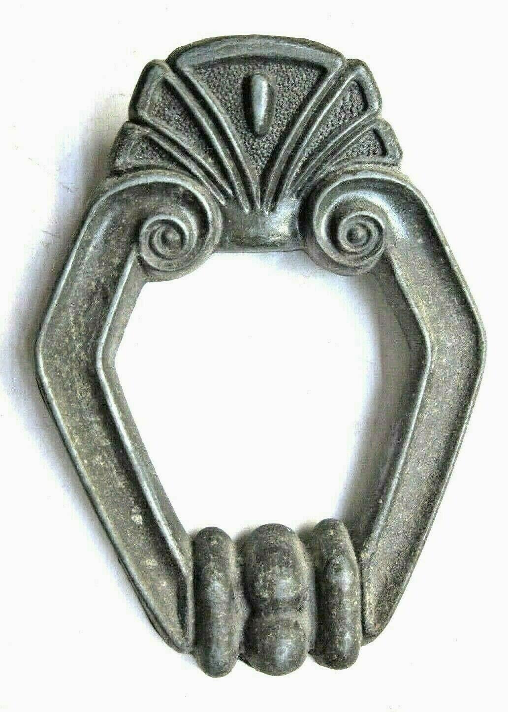 Toyo Japan 1890s Art Nouveau Hexagon Brass Pull Handle Cab. Door Drawer Antique