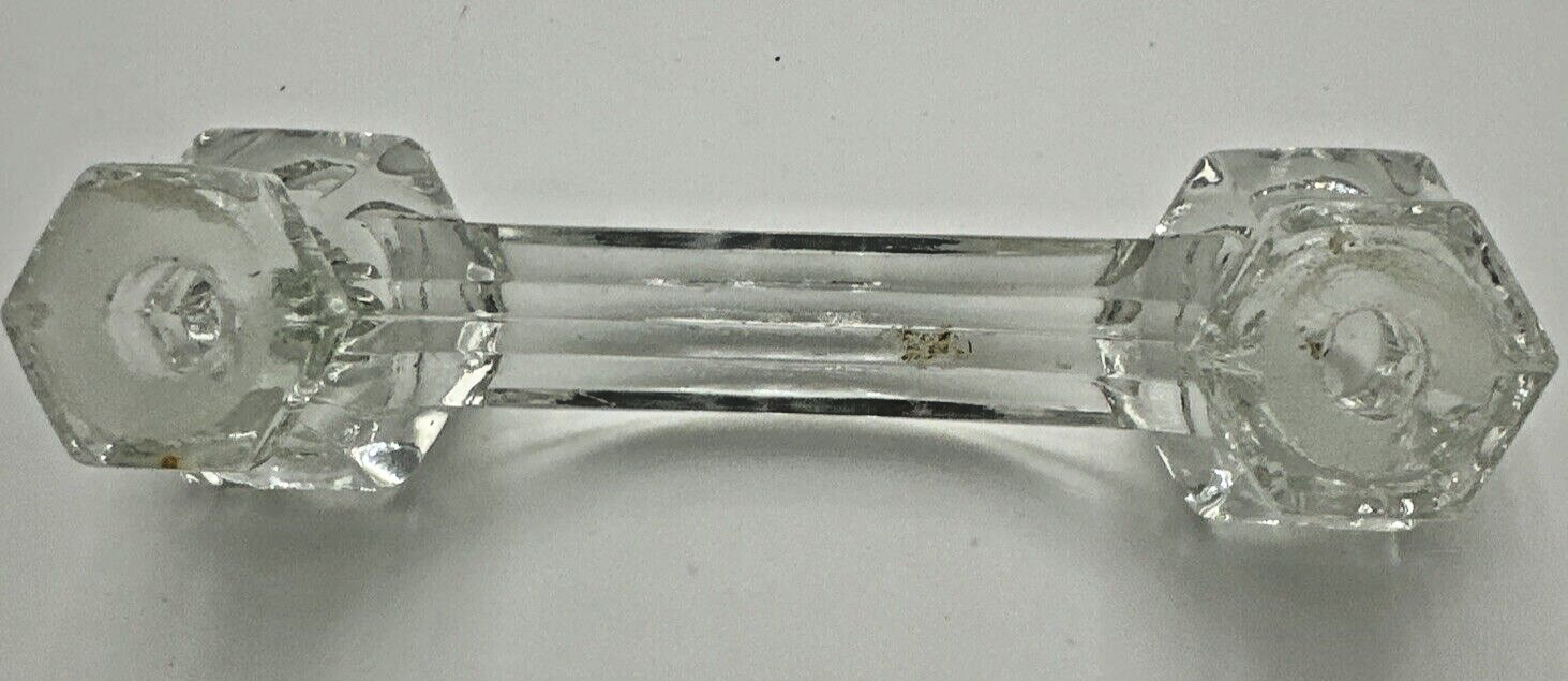 VTG Clear Glass Dresser Drawer Cabinet PULL Handles Hexagon 6 point 4.5″