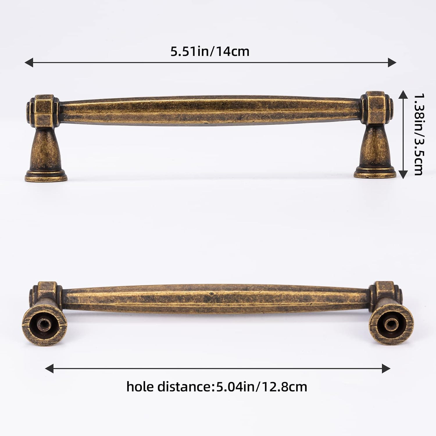 5Inch Antique Drawer Pulls, 6 Pack Antique Brass Cabinet Hardware, Solid Vintage