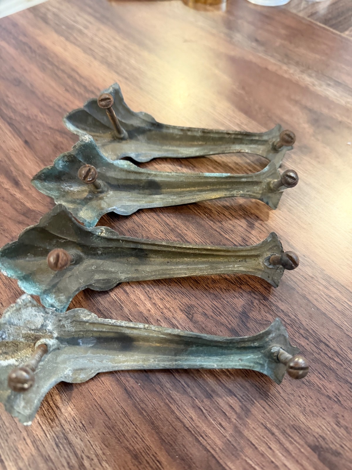 Lot of 4 Vintage Art Deco Waterfall Drawer Pulls 4″ Hole to Hole