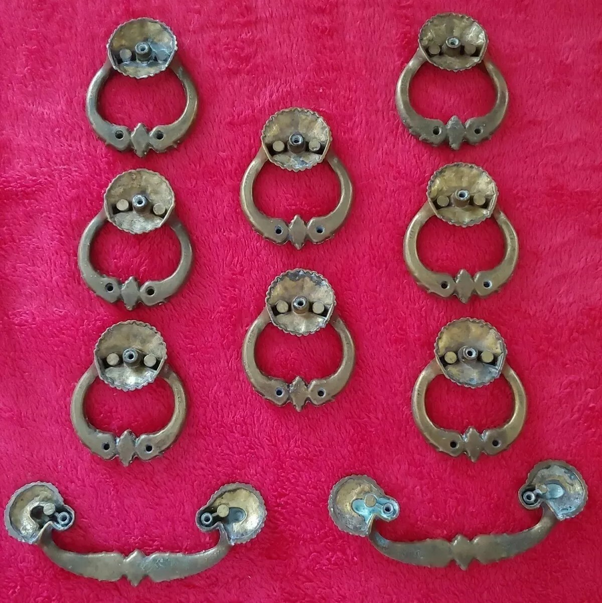 VTG ANTIQUED HEAVY METAL FURNITURE PULLS🔆10 PCS CLASSIC DROP LOOP ORIGINAL USED