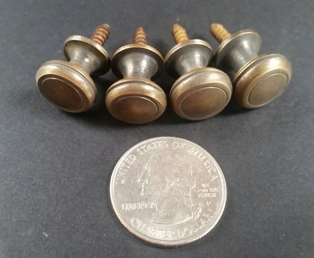 10 Solid Brass SMALL Stacking Barrister Bookcase 1/2″dia Knobs drawer Pulls #K18
