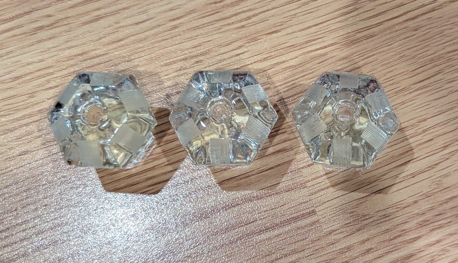 Vintage Clear Glass Door Knobs Drawer Cabinet Pulls Set of 3