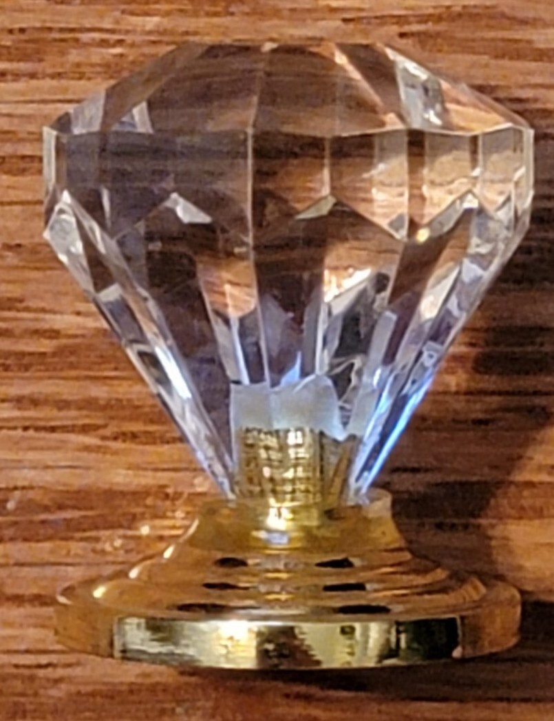 1″ HEXAGON CLEAR ARCYLIC KNOB WITH BRASS BASE