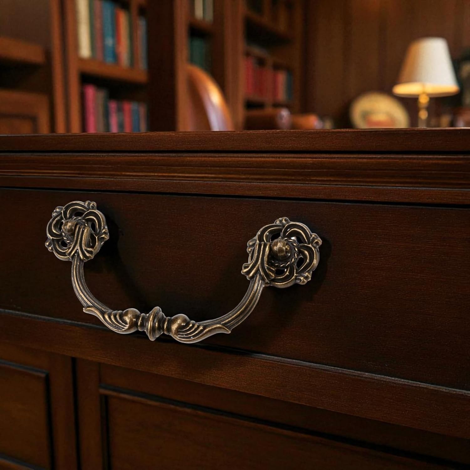 4-Pack 4.5″ -Antique Brass Drawer Pulls – Vintage Style Drop Bail Dresser Han…