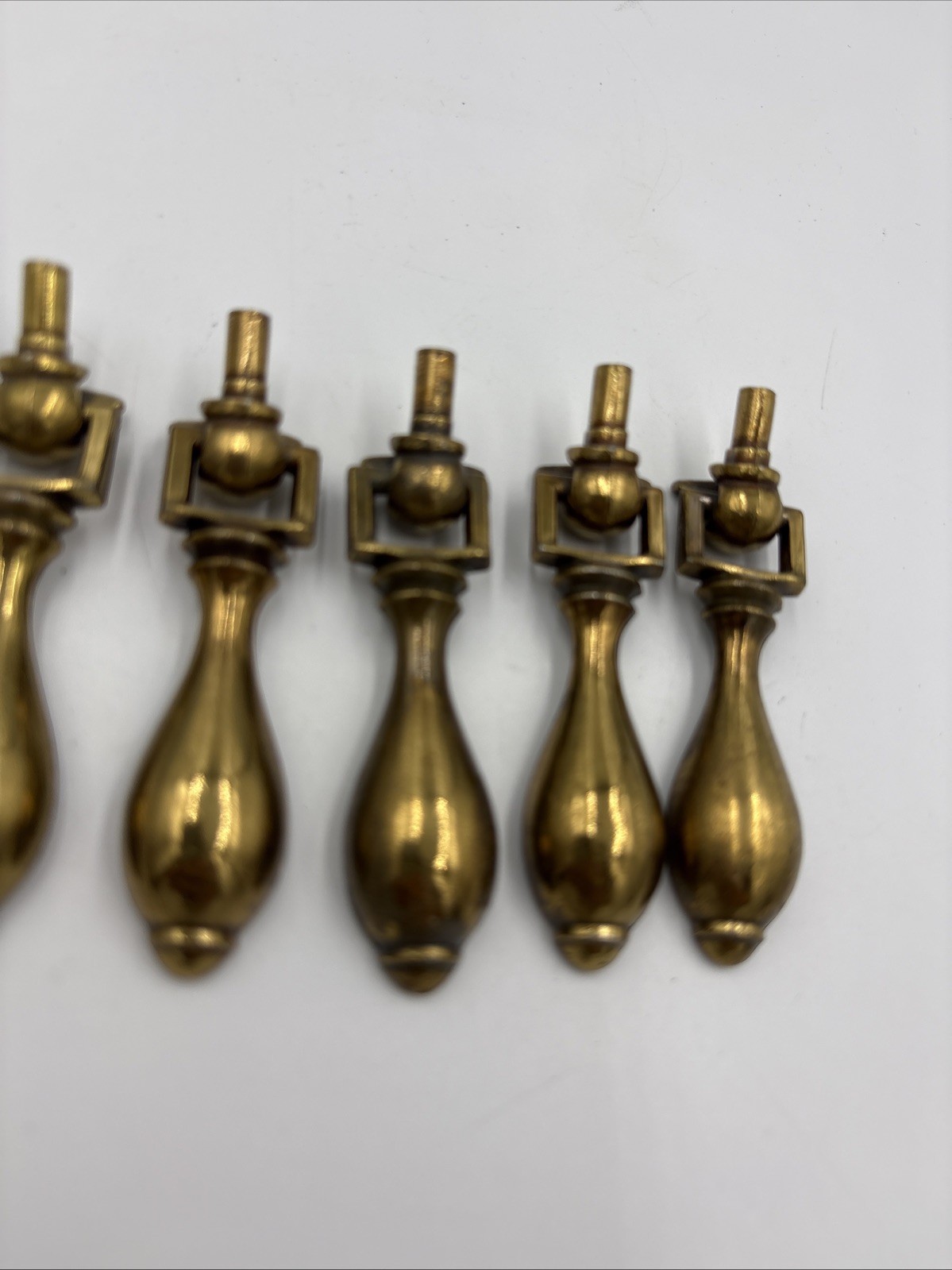 (5) Vintage KBC Drop Drawer Pulls Keeler Brass Co N18430 Without Back Plates