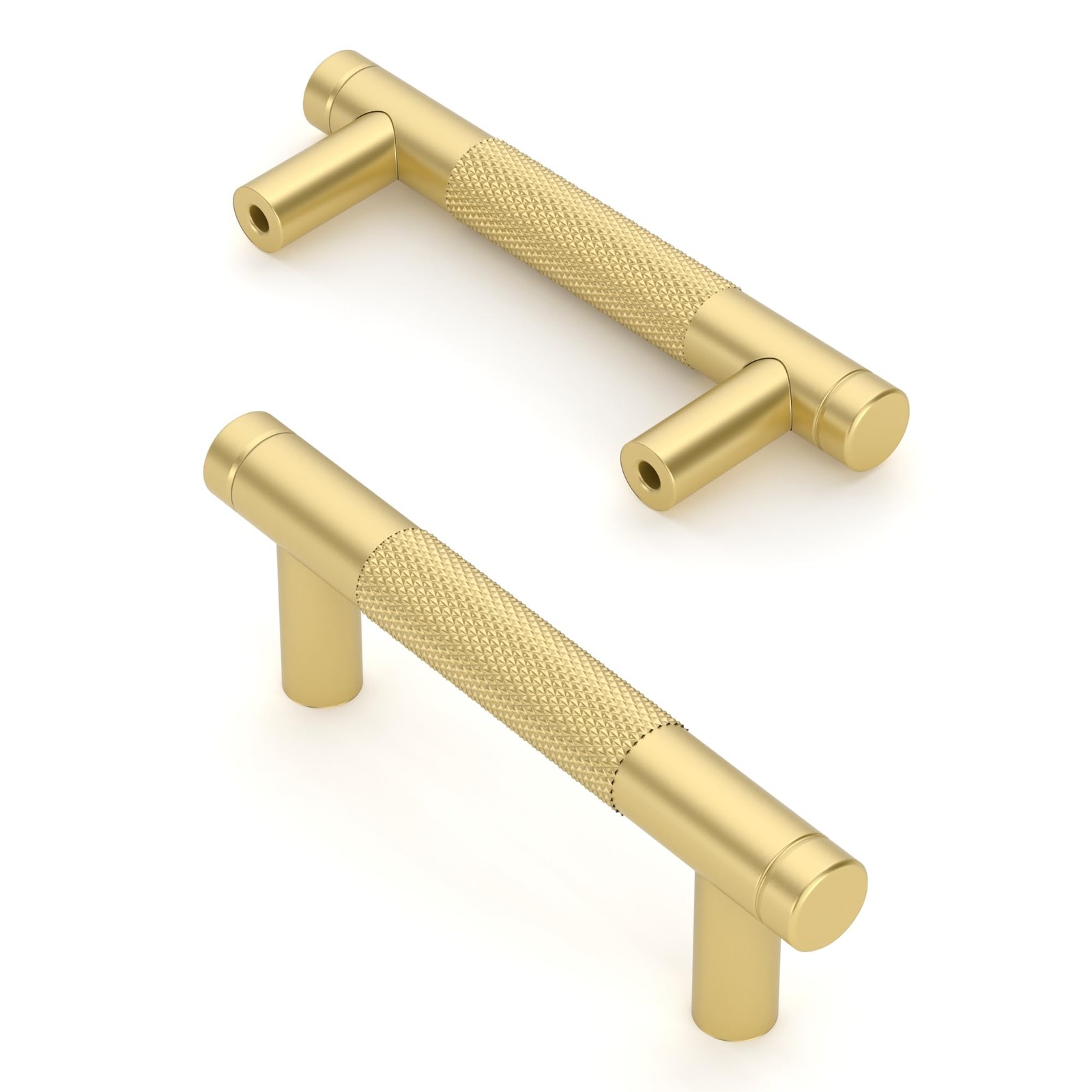Asidrama 10 Pack 3 Inch76Mm Brushed Gold Kitchen Knurled Cabinet Handles