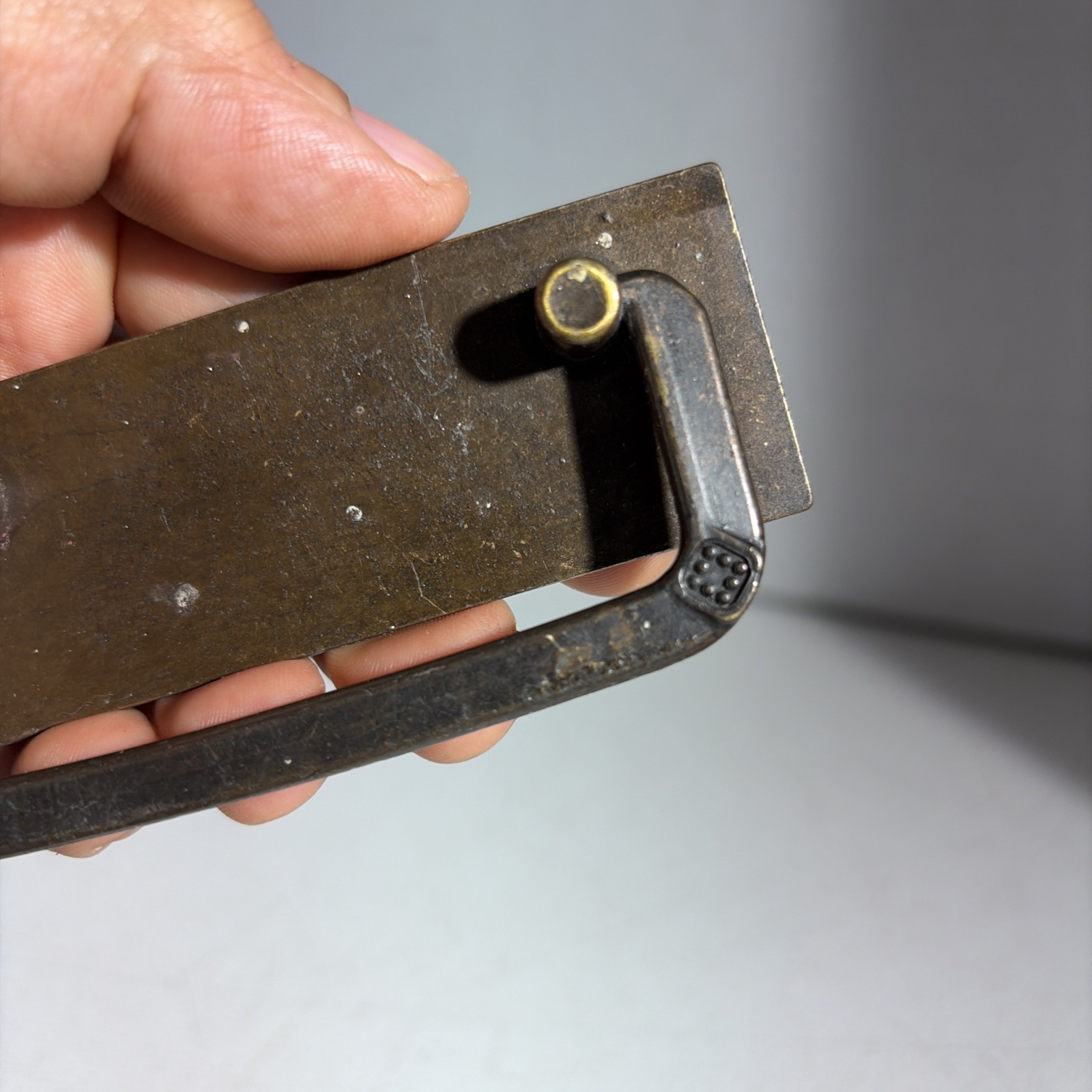 Vintage Single Mid Century Modern Bronze Drawer Bail Drop Pull Handle