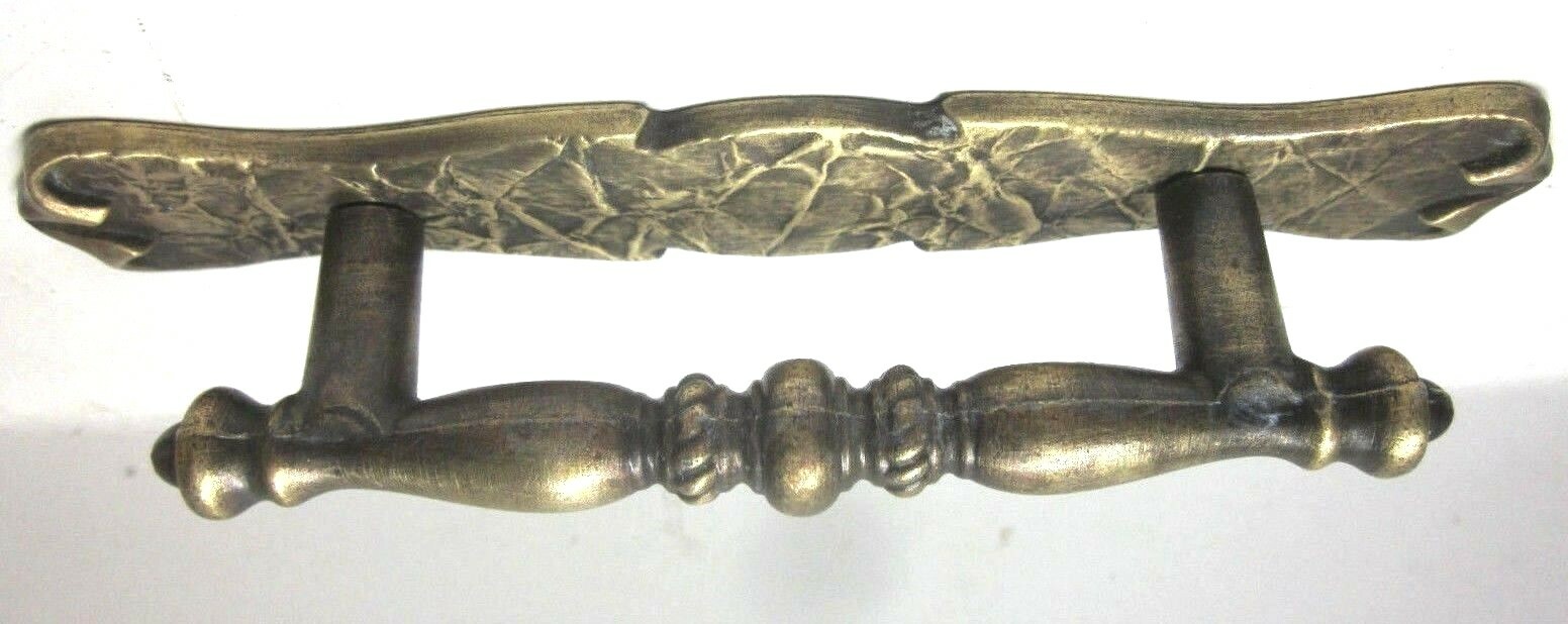Amerock 176 Carriage 1971 Dark Hammered Brass Pull Handle & Backplate 3″ Centers