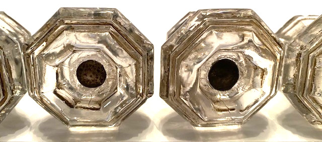 Set of 6 Antique Clear Glass 2″ Octagon Dresser/Cabinet Pulls/Knobs w/Screws