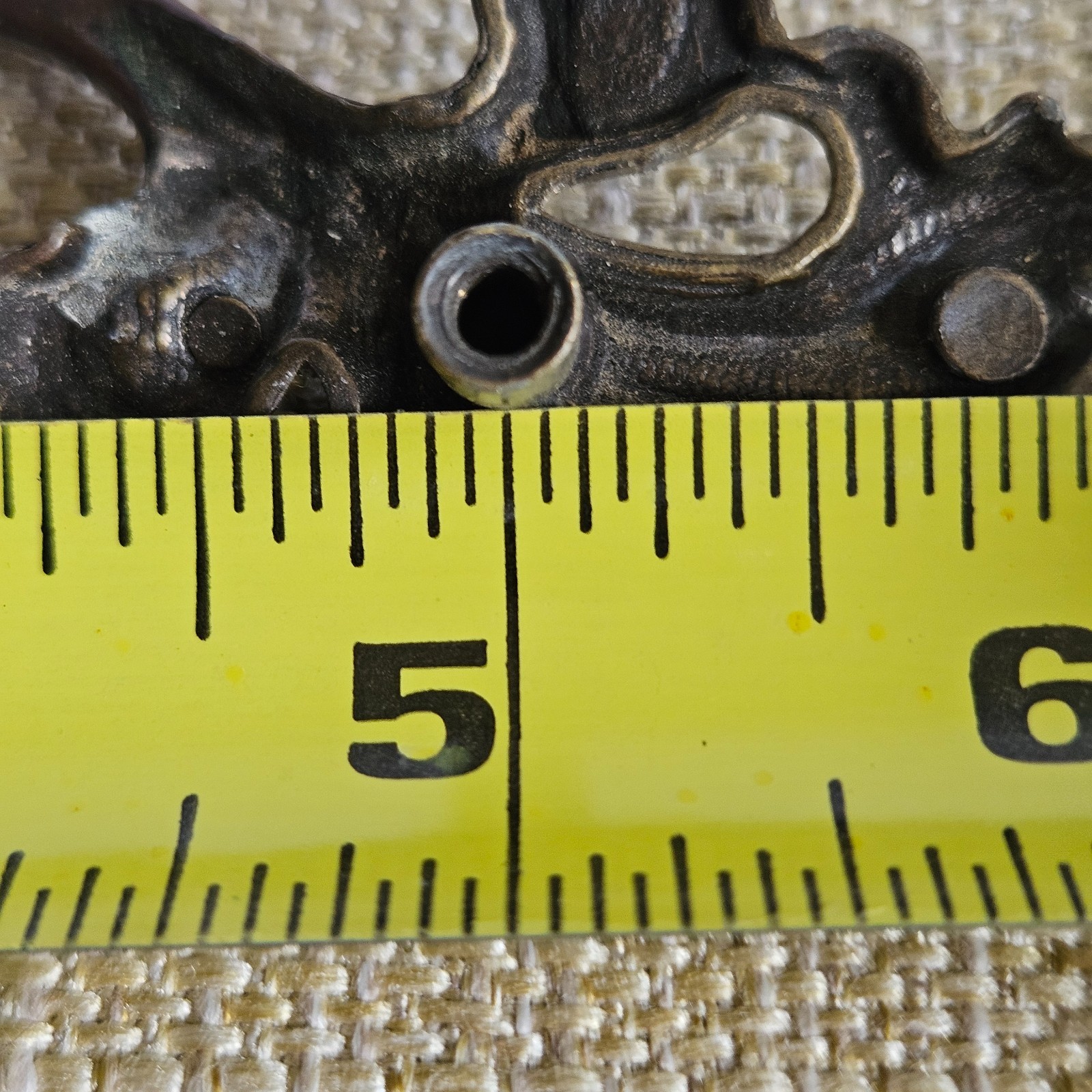 French Provincial Bail Drop Drawer Pulls Pair Antique Brass Patina Ornate M1676