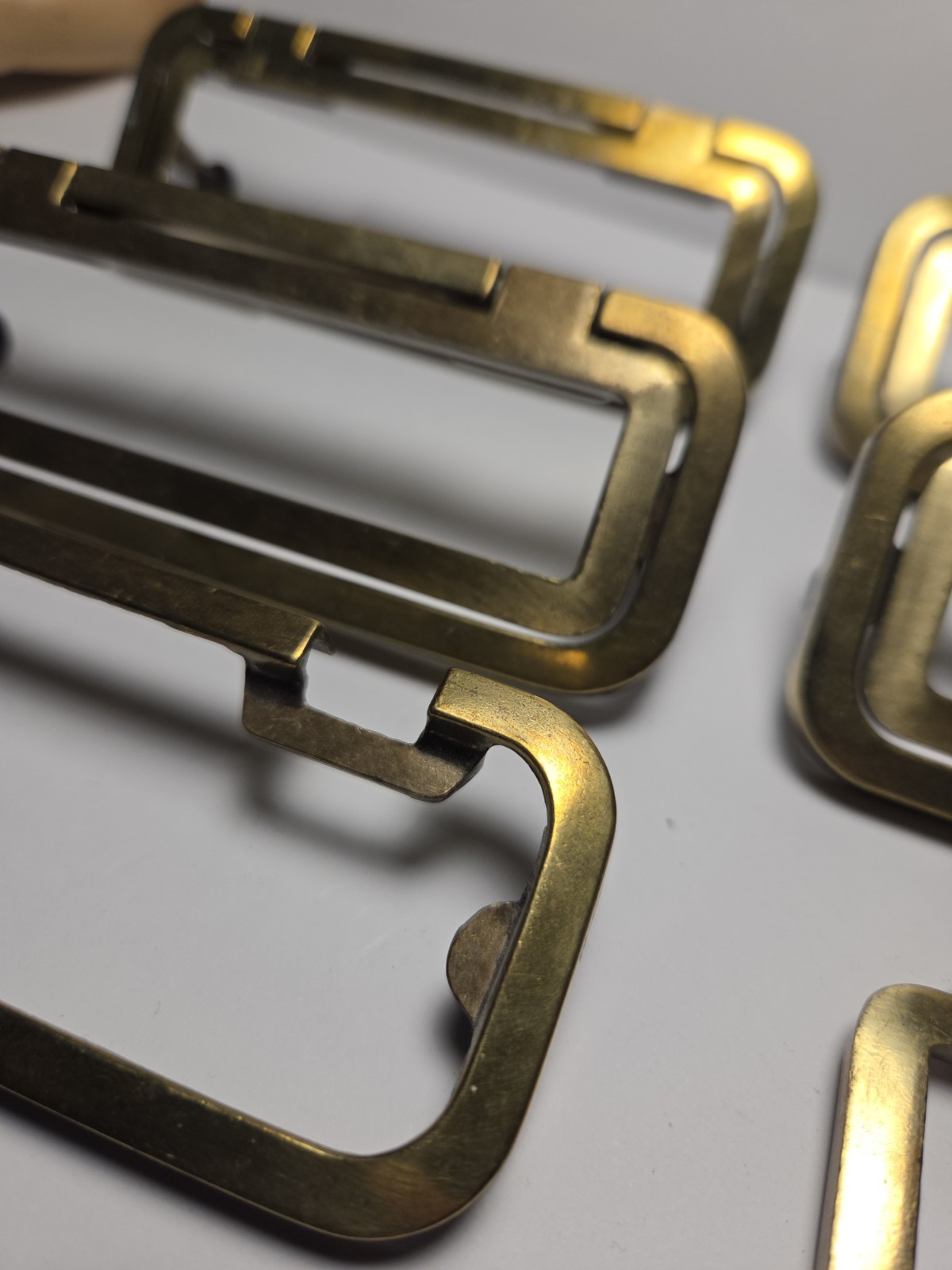 Pair Keeler Brass Folding Bail Pull 4.5″ CTC Patent Drawer Handle MCM (2 Avail)