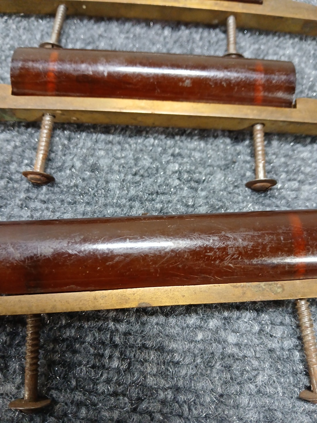Vintage ANTIQUE Butterscotch Amber Bakelite Drawer Pulls Art Deco Brown