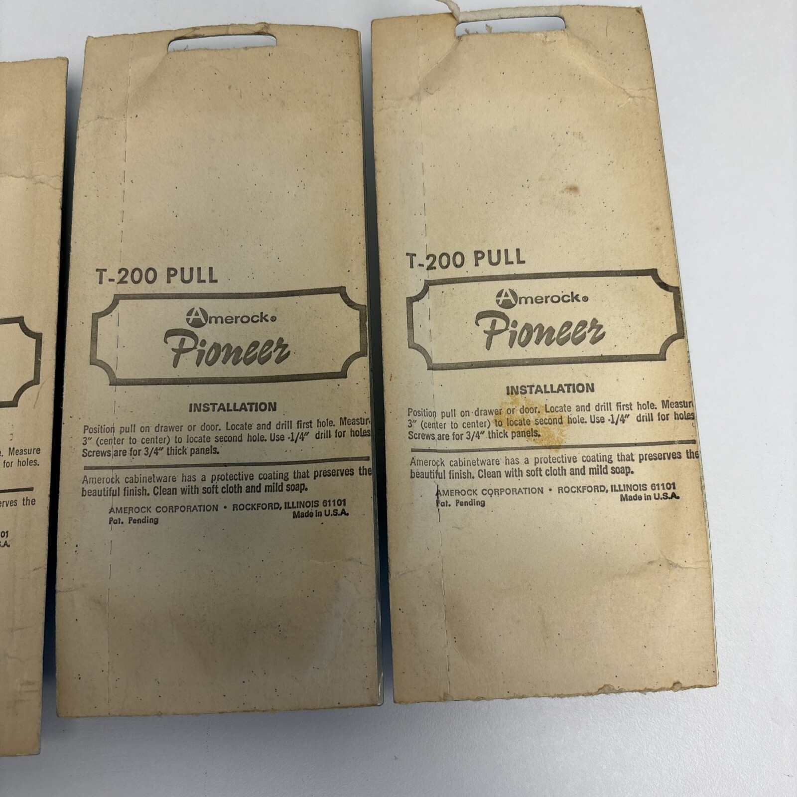 4 NOS Vintage 70s Amerock Pioneer T-200 Antique Silver Pull 3″
