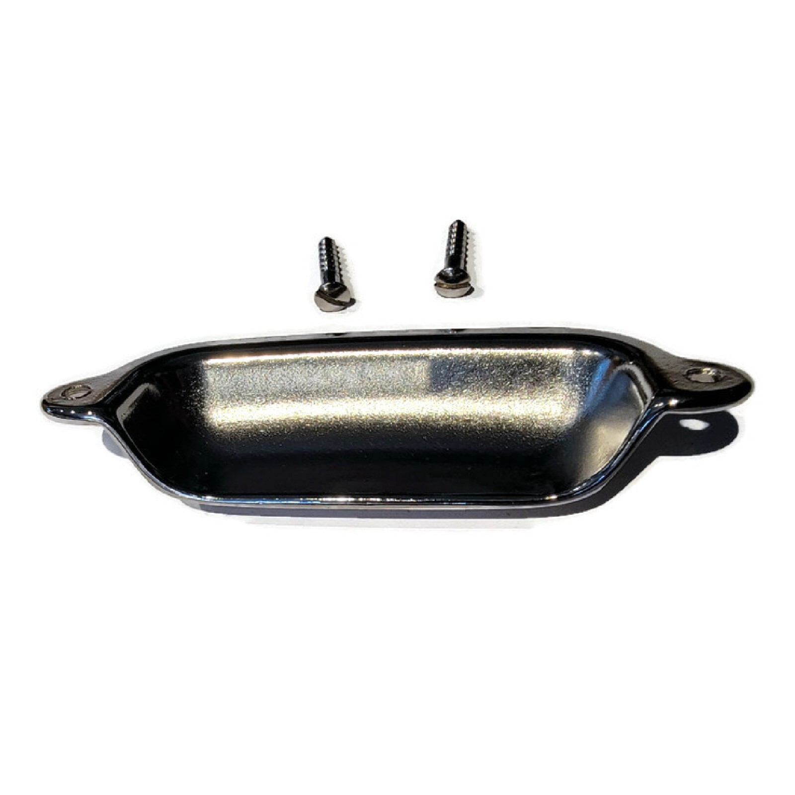 Drawer Bin Pull – Cast Polished Nickel plated Brass Bin Type Pull – Kitchen Bin