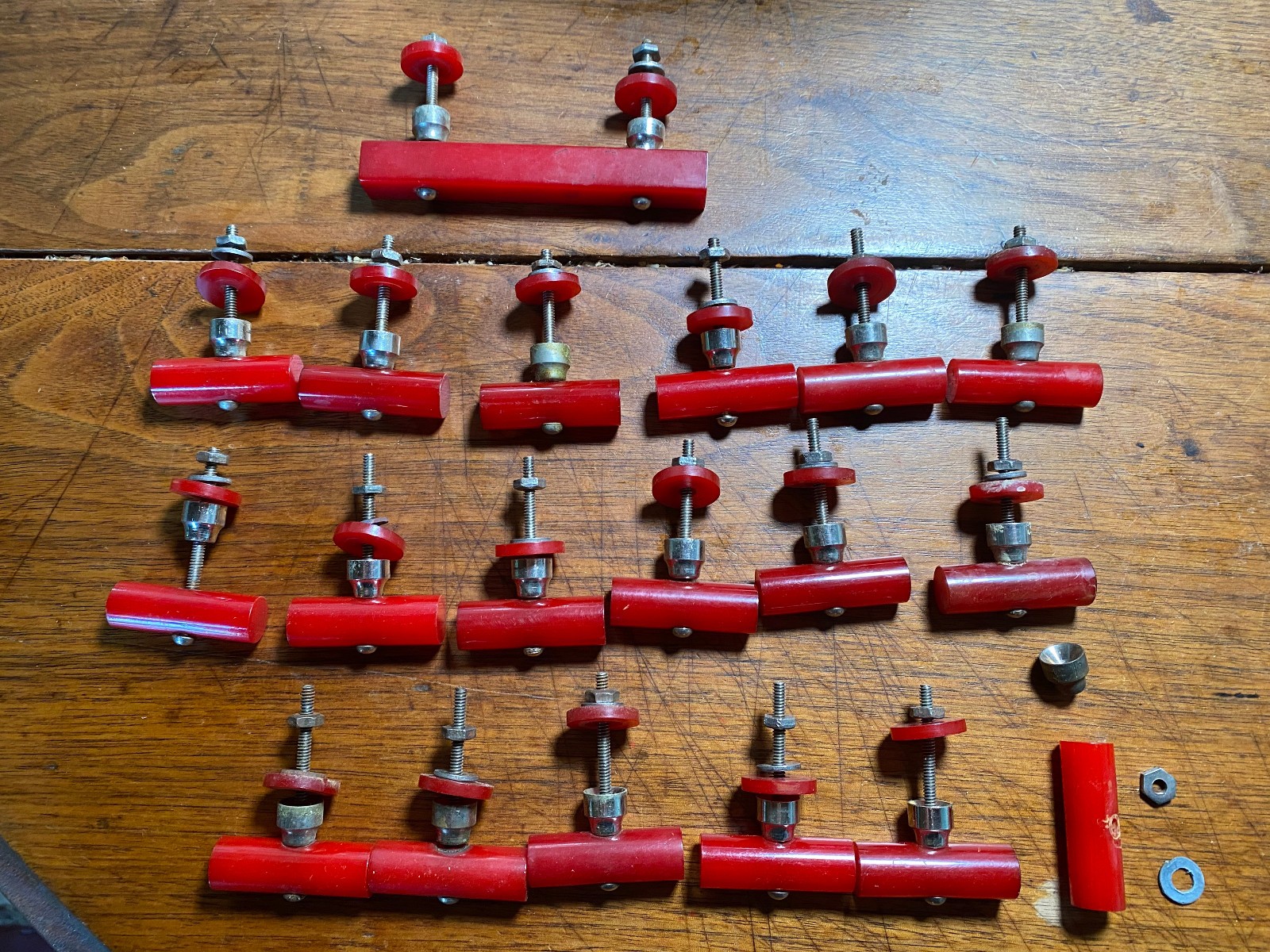 17 Red Bakelite Knobs & 1 Drawer Pull-4”x1/2”