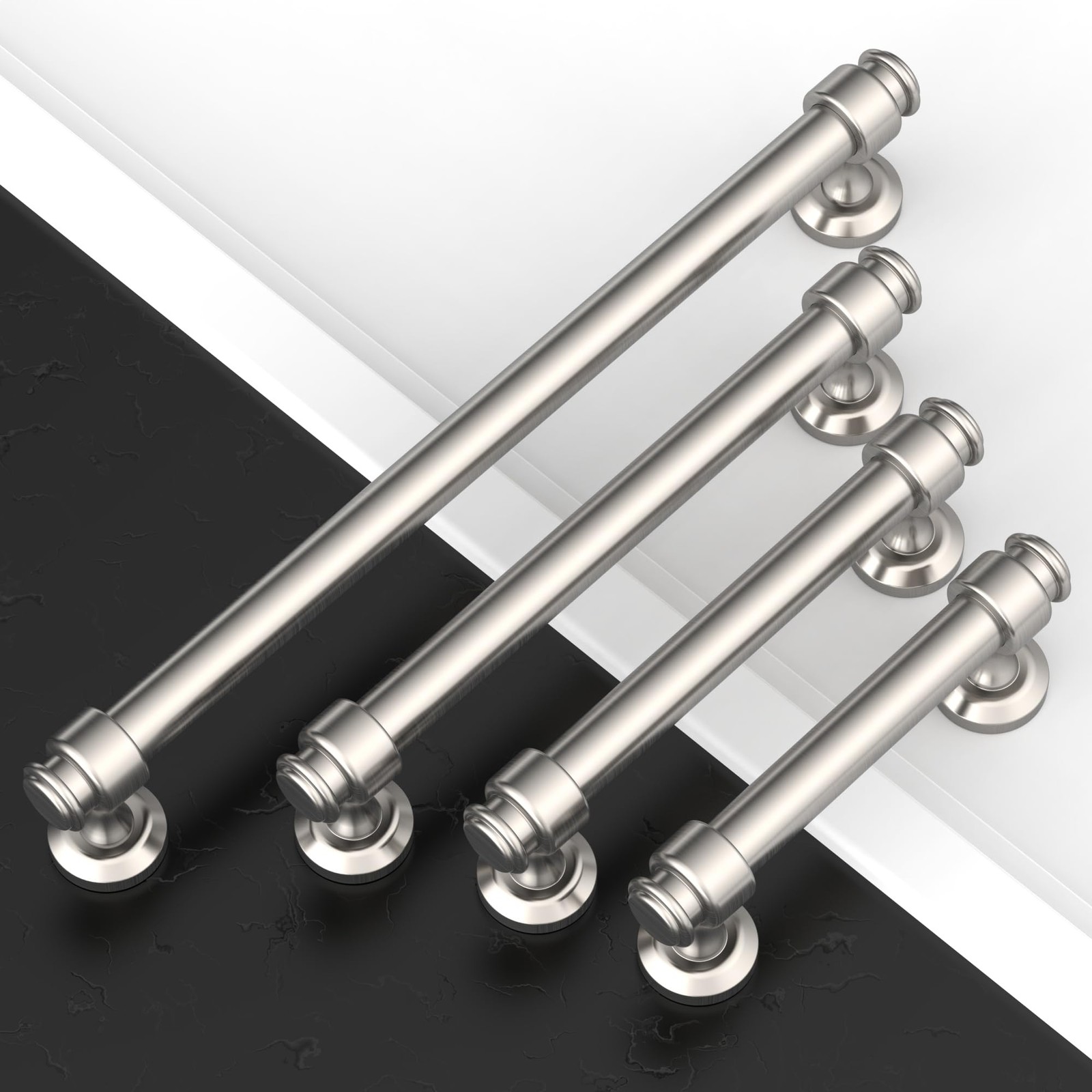 Amerdeco 10 Pack Brushed Satin Nickel Cabinet Pulls 5 Inch Hole Centers Cabinet