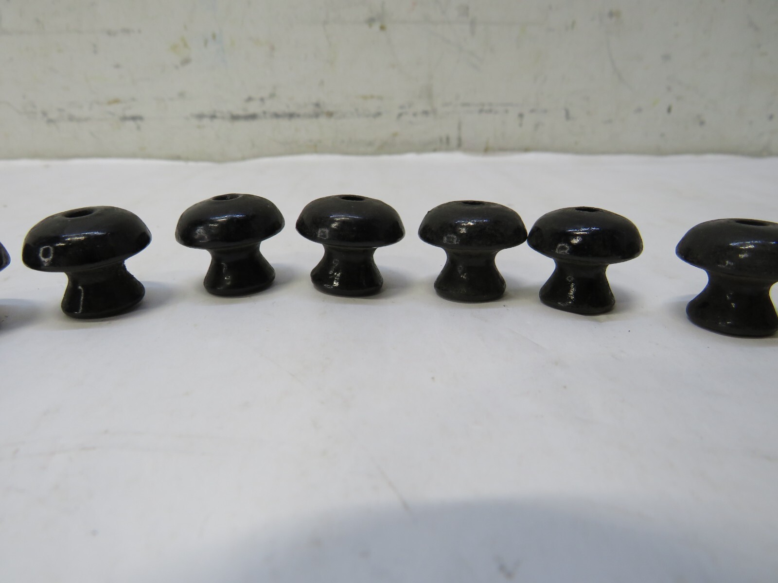 Lot of 10 NOS 1800’s Antique small wooden Black Round Drawer Handles knobs pulls