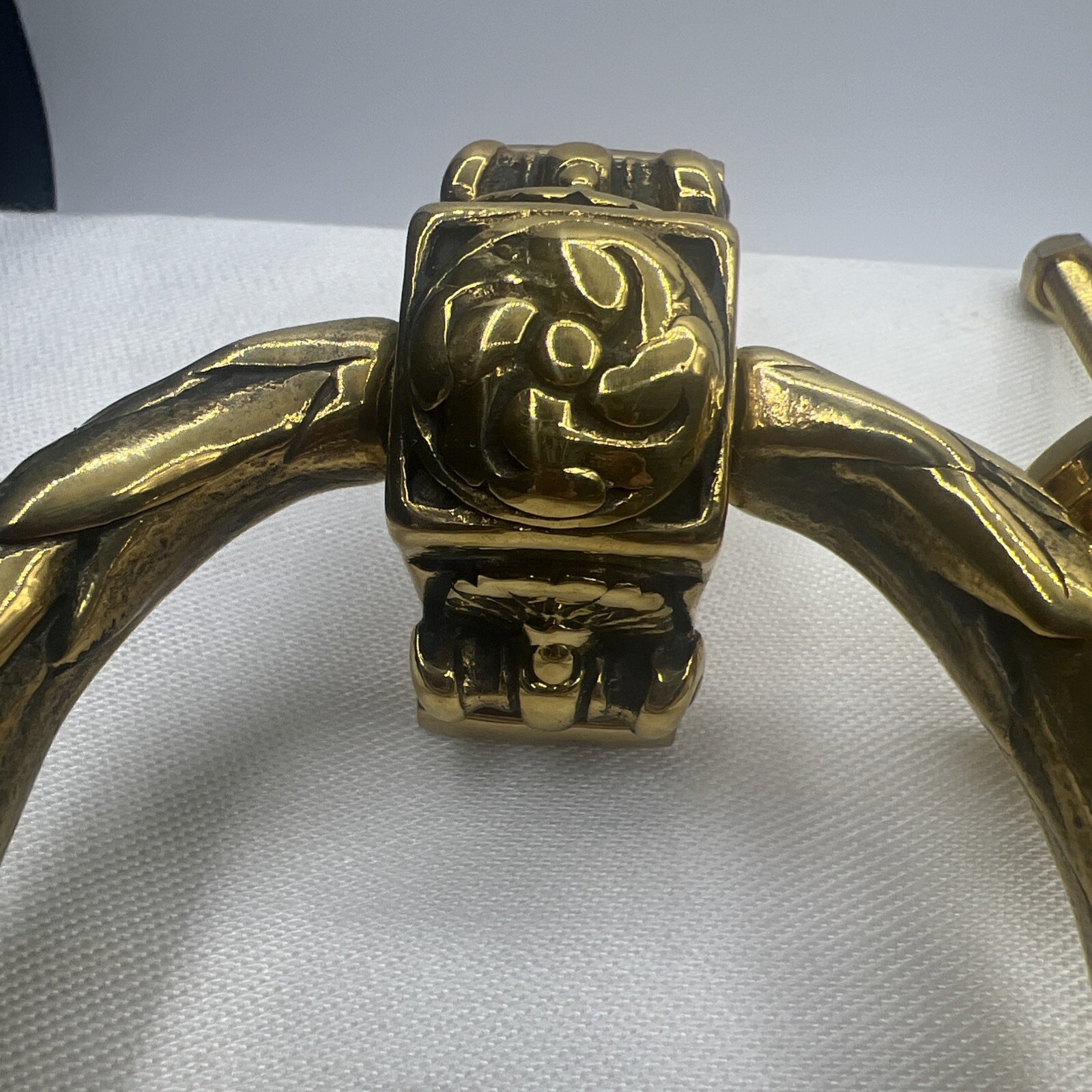 Brass French Victorian Knocker Drop Ring 4” Diameter Drawer pull Knob Set Of 2