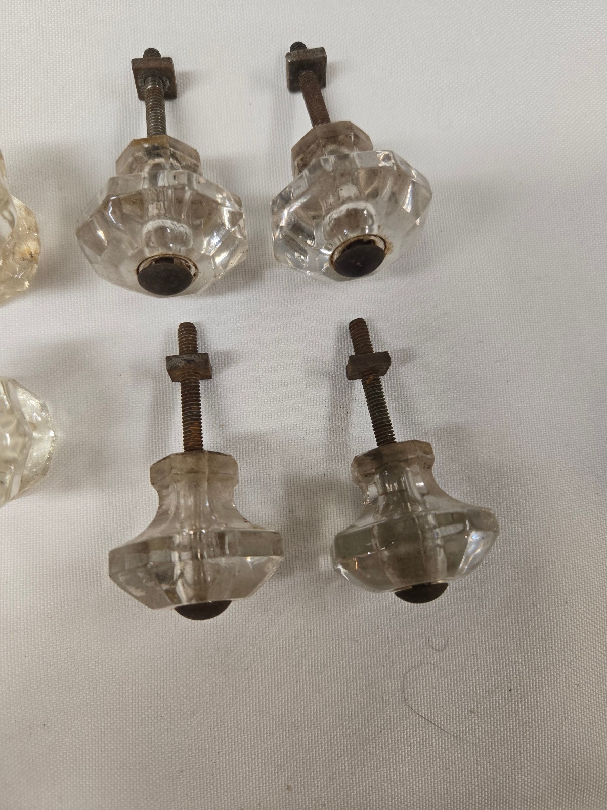 LOT of 11 Vintage Clear Glass Furniture HARDWARE Knobs Drawer Pulls 3” Center