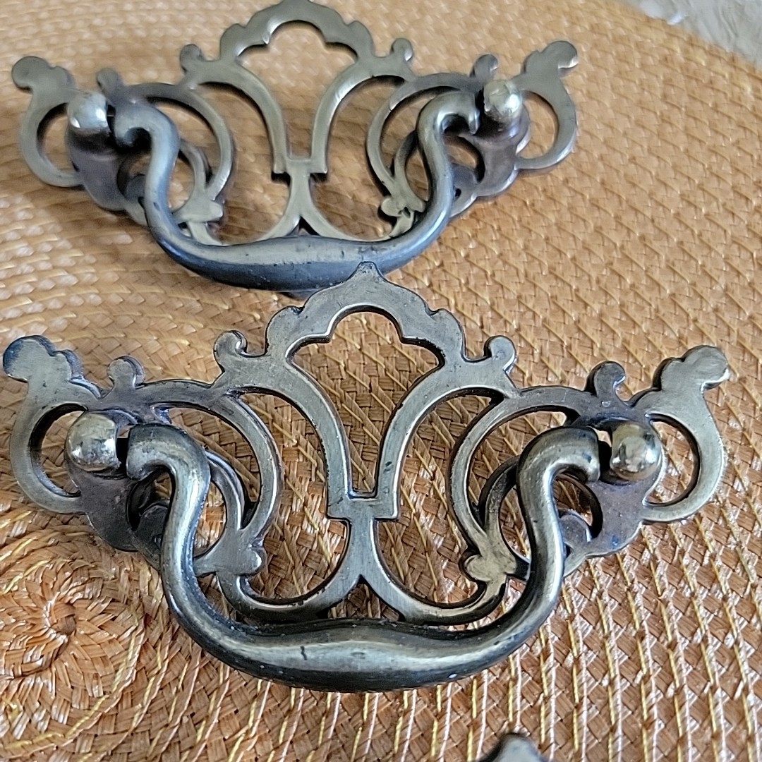 Lot of 6 VTG Brass Metal Drawer Pulls Handles Batwing Keeler Brass Co KBC1 N1935