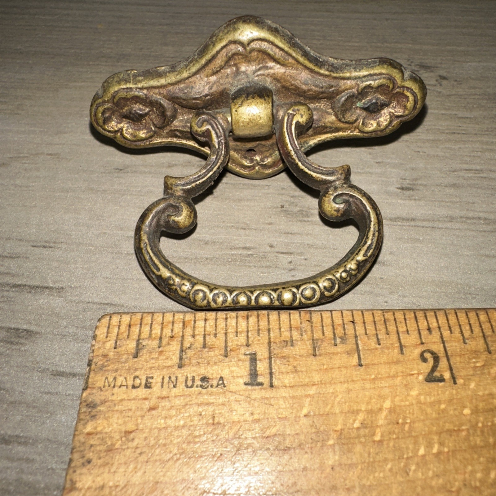 Solid Brass Drop-bail Pull Antique 1800s Ornate Victorian Cabinet Pull