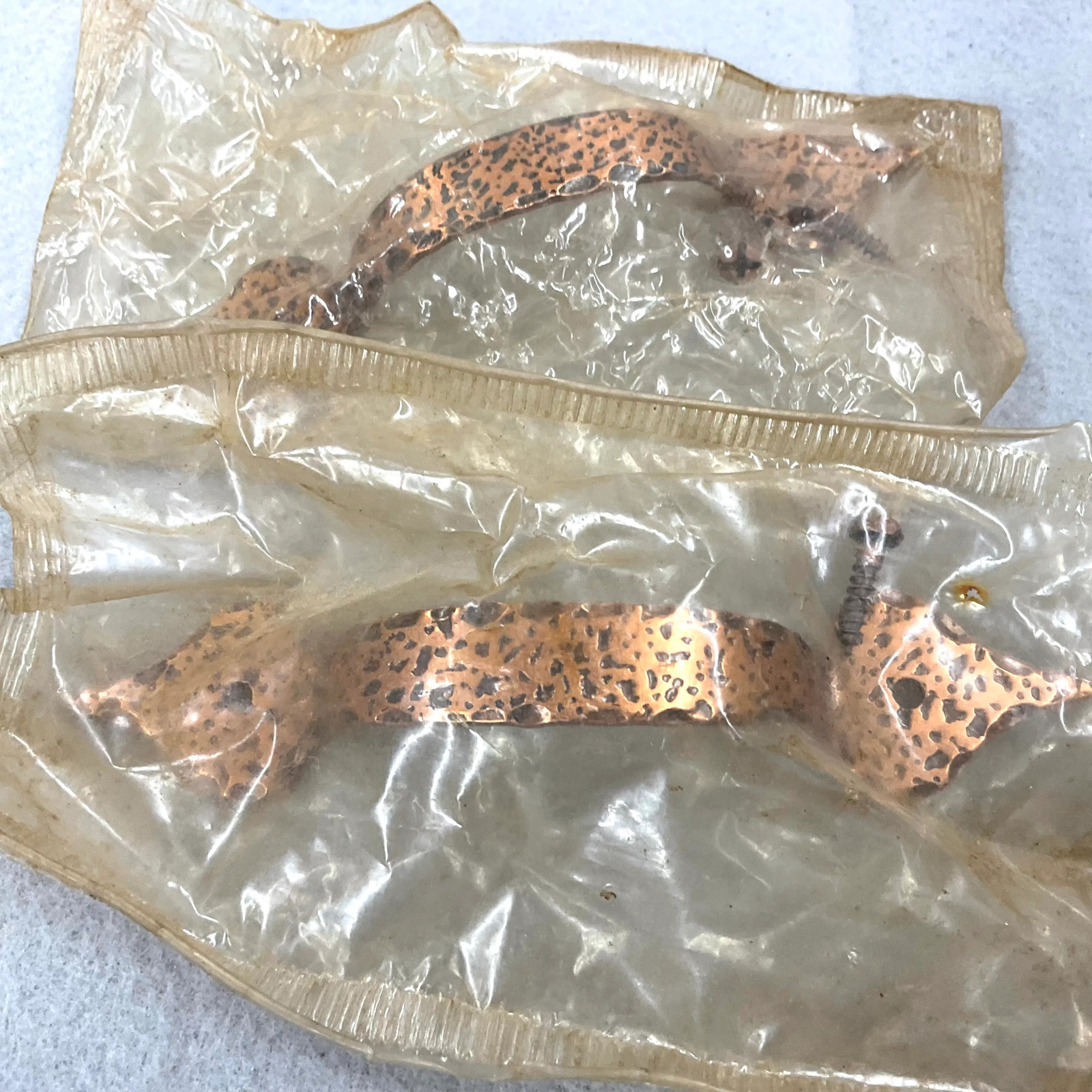 Vintage Hand Hammered Style Copper Cabinet Hardware 6 Drawer Pulls 3 Drawer