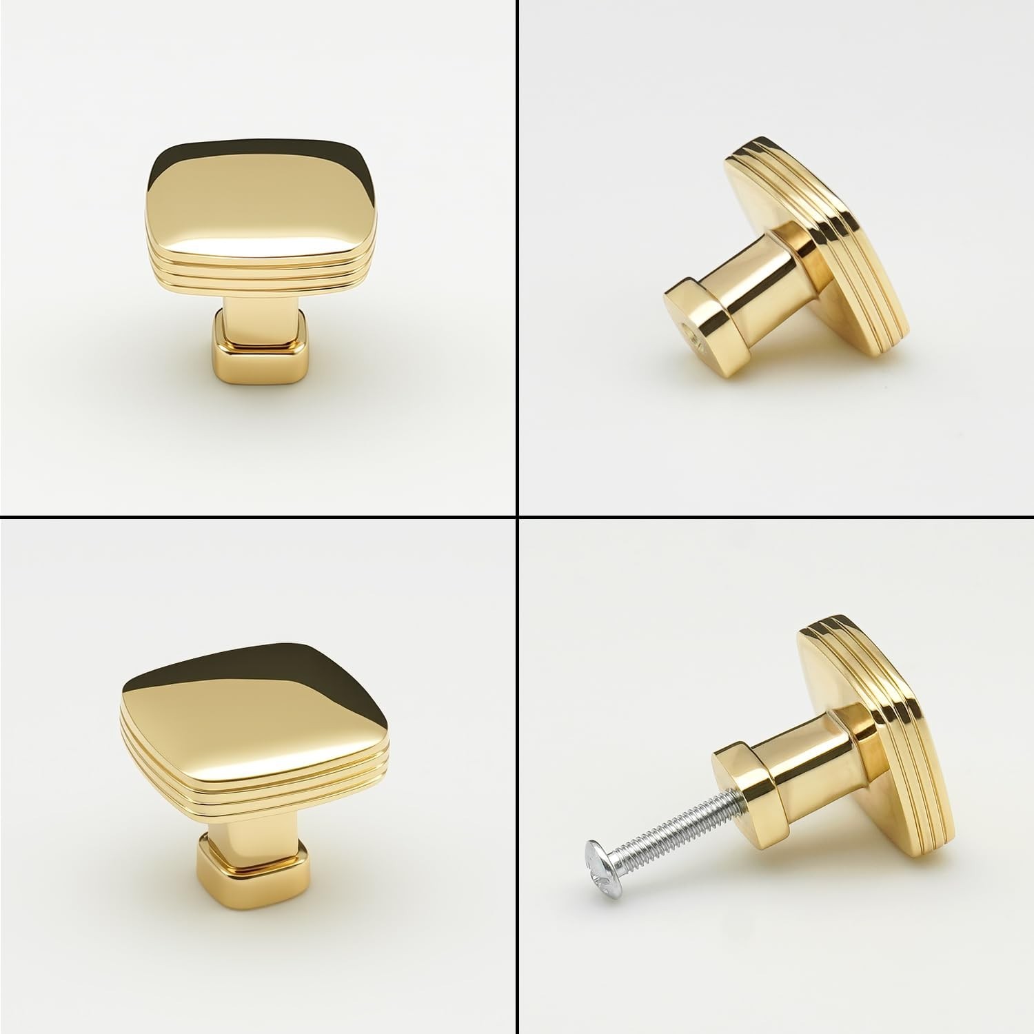 10 Pack Cabinet Knobs Polished Brass 1-3/16 Inch(30mm) Length Zinc Alloy Shin…