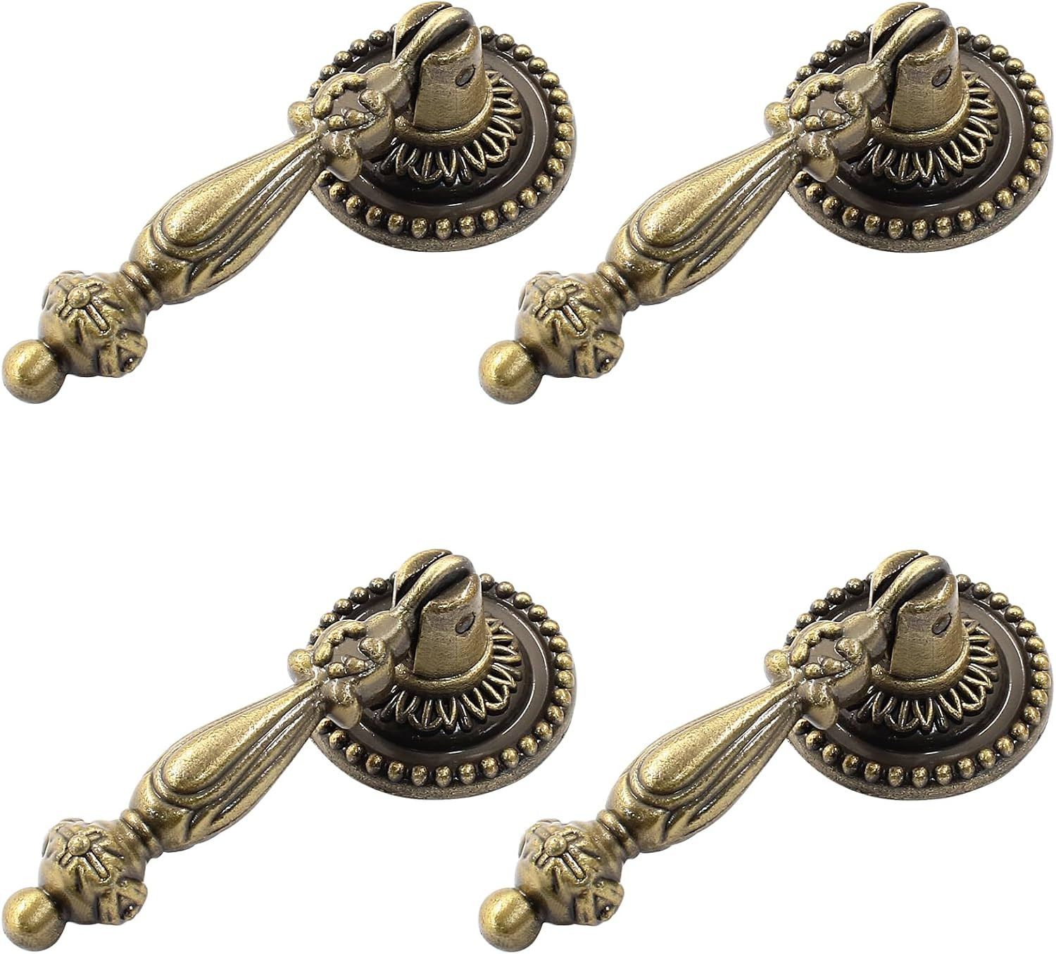 6PCS Antique Style Tear Drop Pulls – Vintage Cabinet Decorative Pull Handle Knob