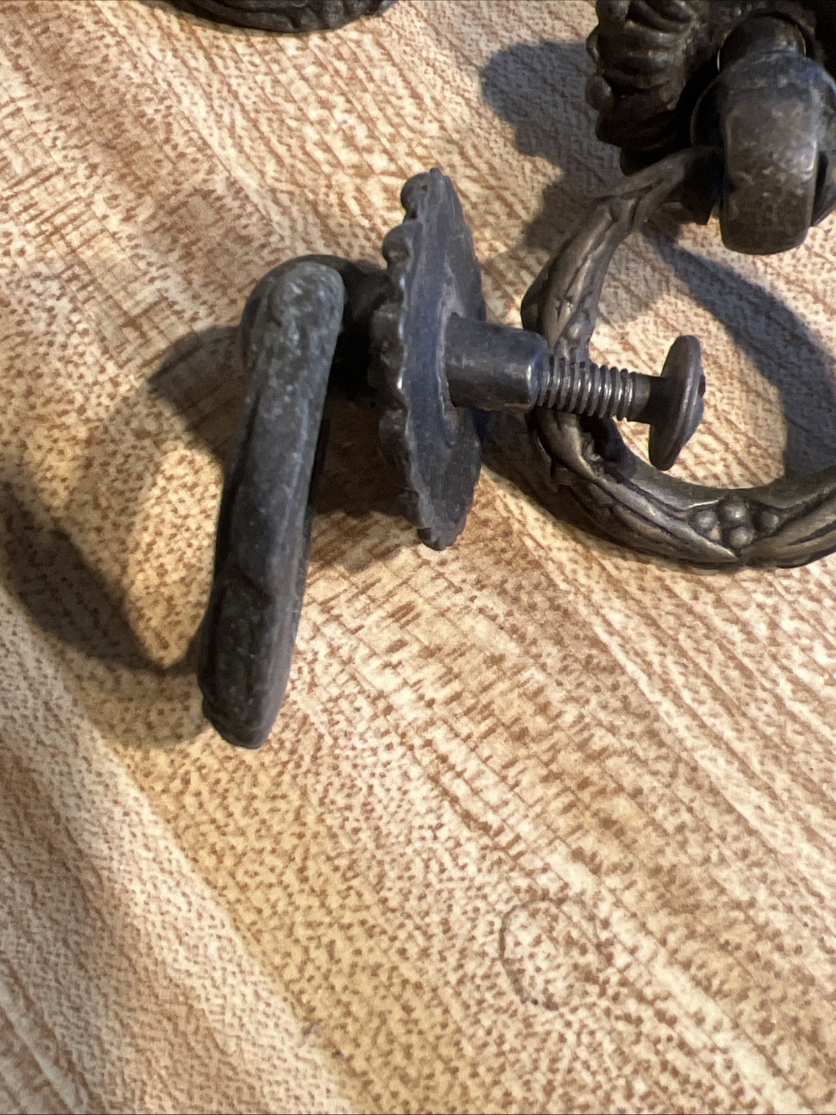 5 Vintage Antique Drop Pull Drawer Dresser Hardware Brass Ring 2” With Screws