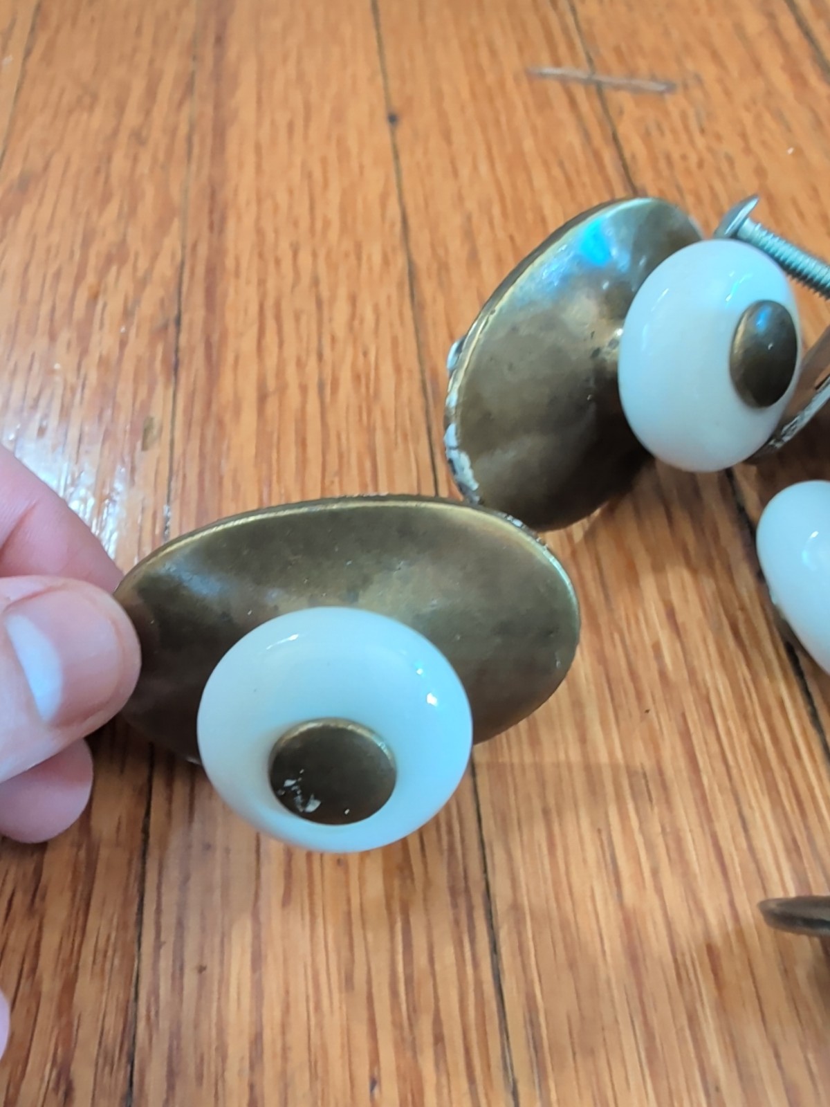 Keeler Brass Co. Porcelain Pull Knob Oval Backplate Lot of 10 N10237