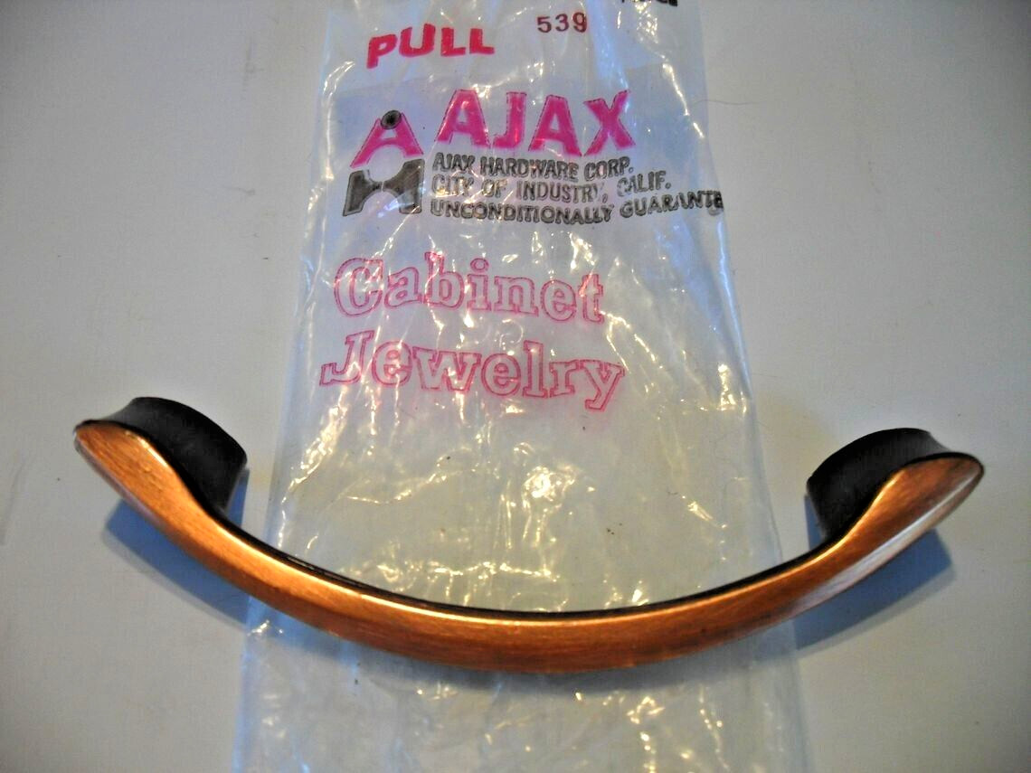 Vintage Nos Copper Flash Curved Drawer Pull Cabinet Door Handle Ajax