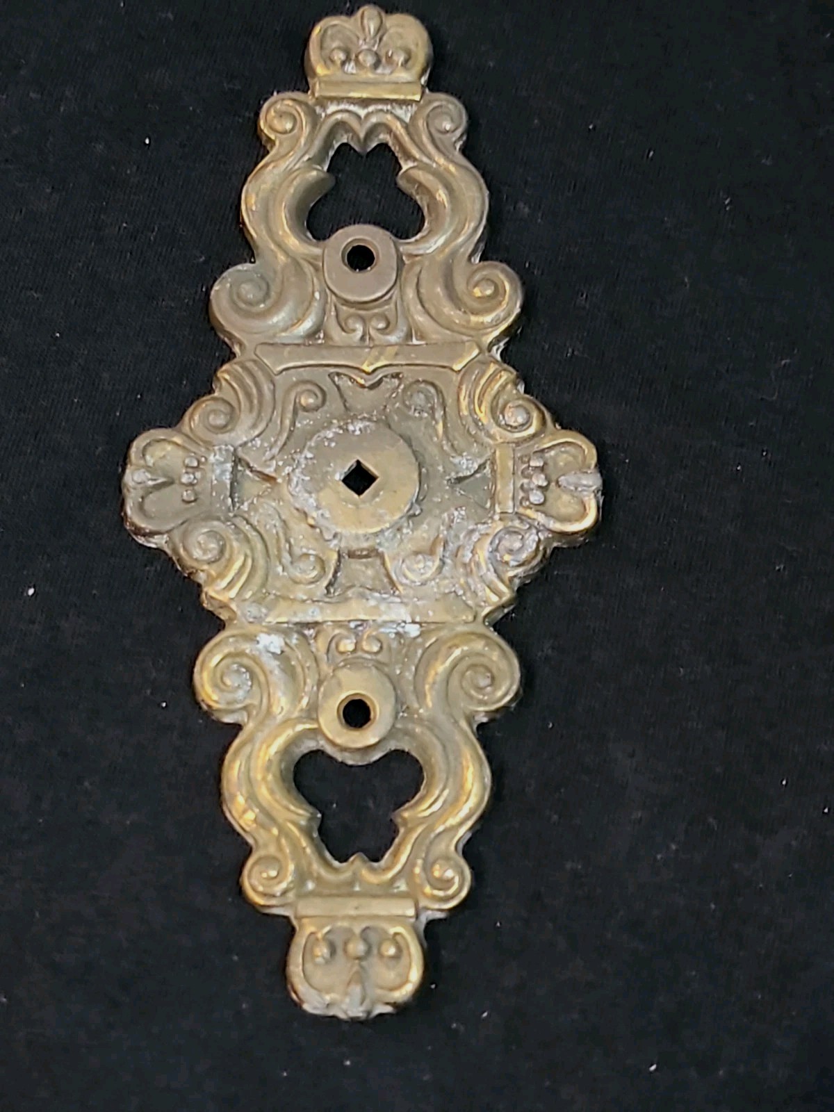 Vintage Hyer Ornate Brass Cabinet Door Plate Large Hollywood Regency Mid Century