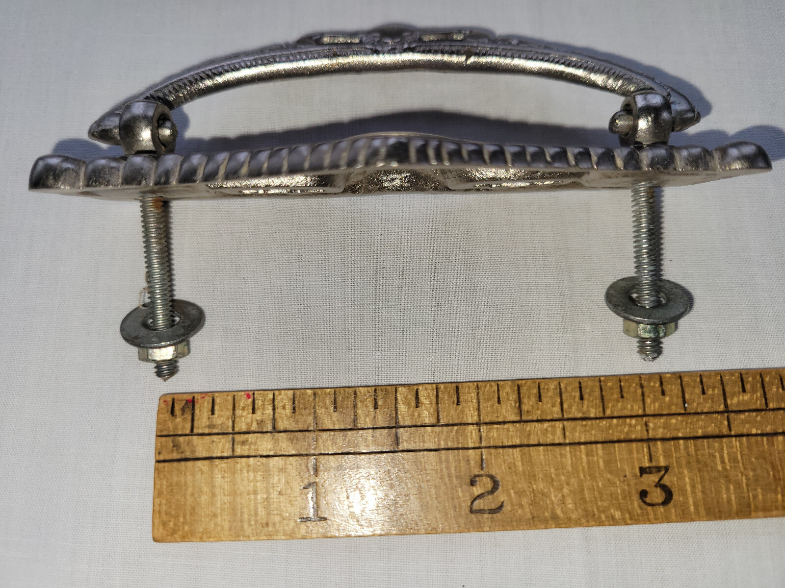 Set of 5 Nickel Plated Brass Drawer Pulls 4″ with Bail Handles