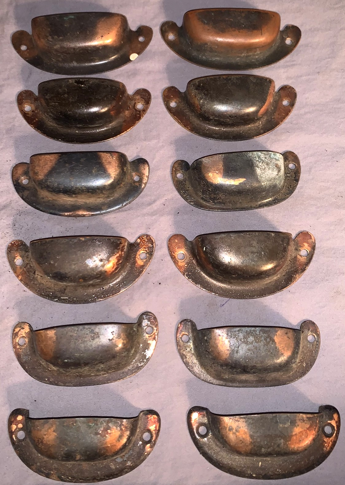 Great Lot 12 Antique Copperish Finish Bin Cabinet Pulls