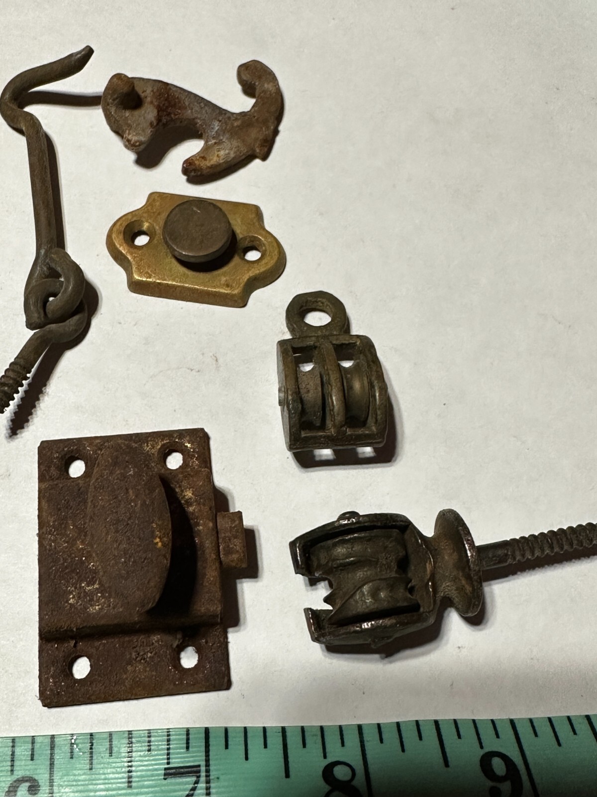 13pc Antique Vintage Brass Metal Lock Pulley Key Ornate Hardware