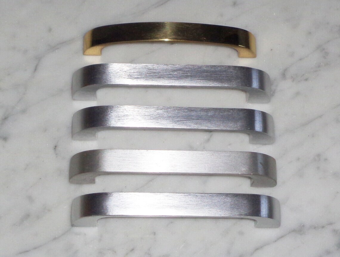 5 National Lock R208 Brass & Nickel Bar Cabinet Drawer Pull Handles Vintage