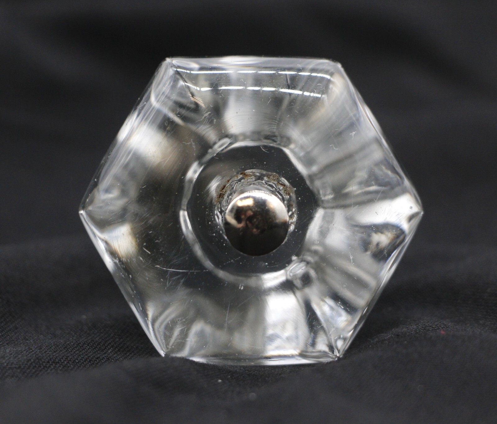 1.625 in. Vintage Hexagon Glass Drawer Cabinet Knob