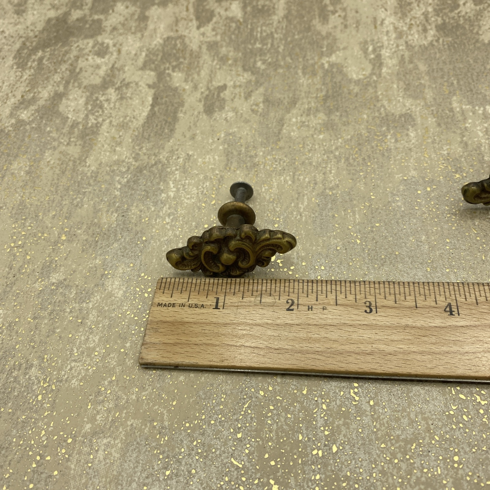2 Antique Brass Drawer/ Cabinet Handles /Pulls- Ornate, Floral Design