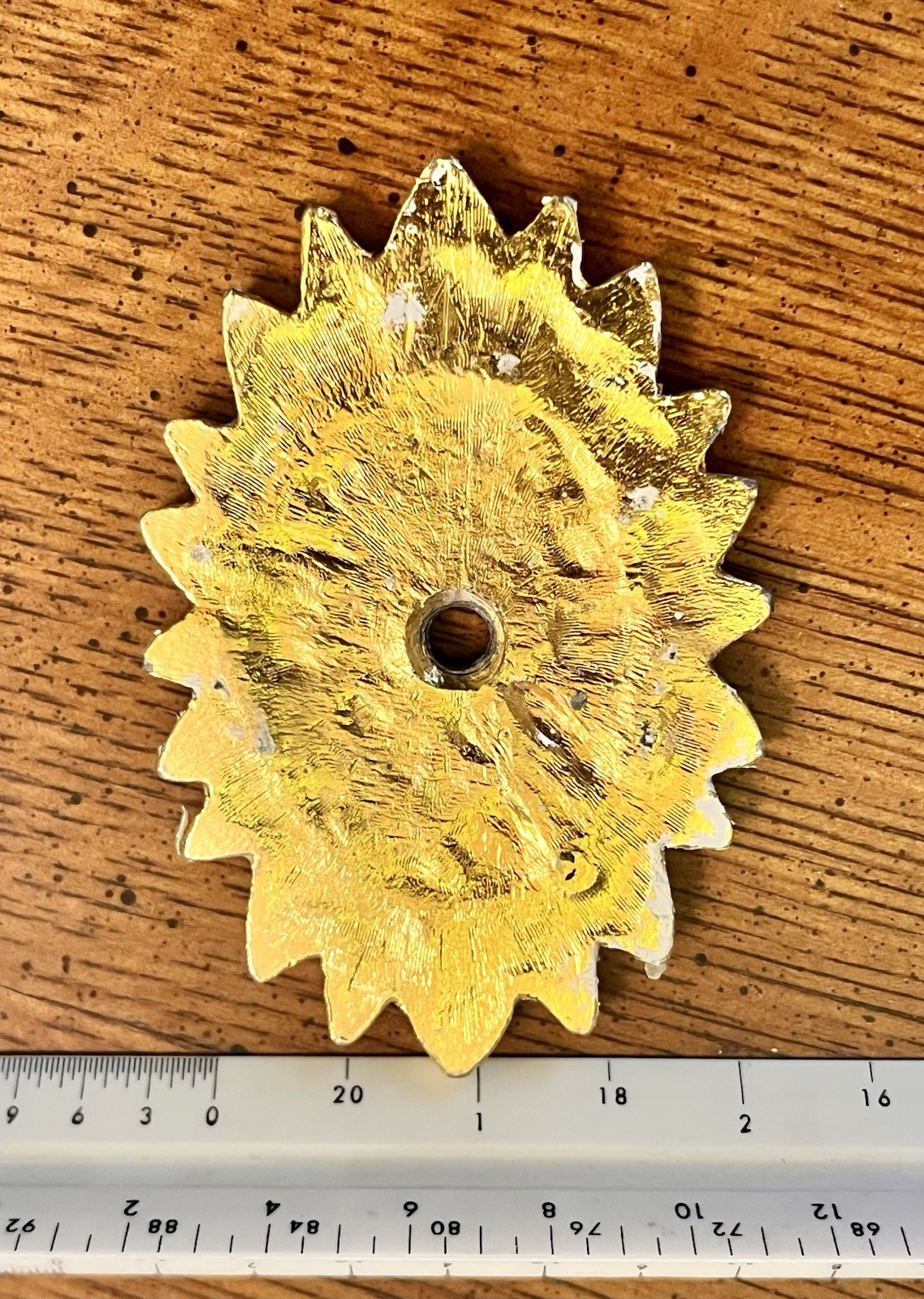 Antique Vtg Solid Brass Bobeche Rosette Acanthus Leaf Motif Cabinet Pull Backing
