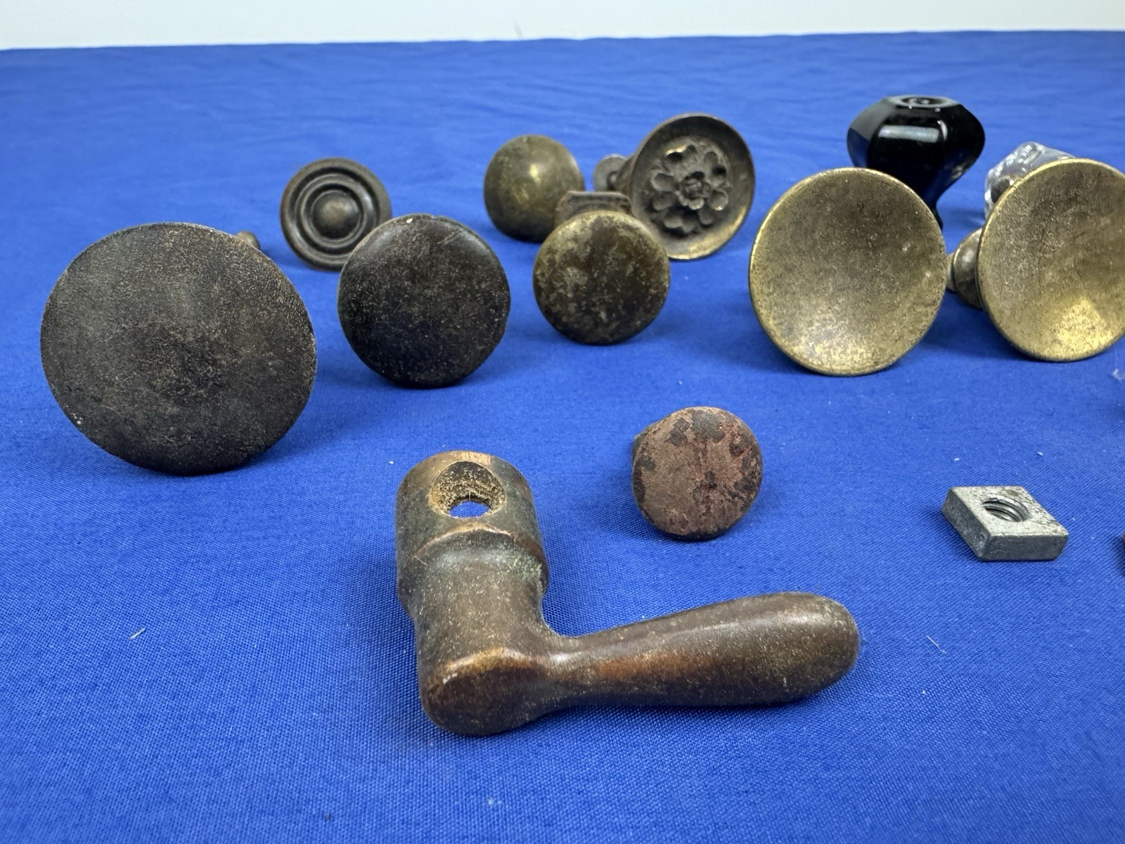 21 Antique & Vintage Pull Knobs, Door or Drawer, Metal (Tin, Steel), Glass, Wood