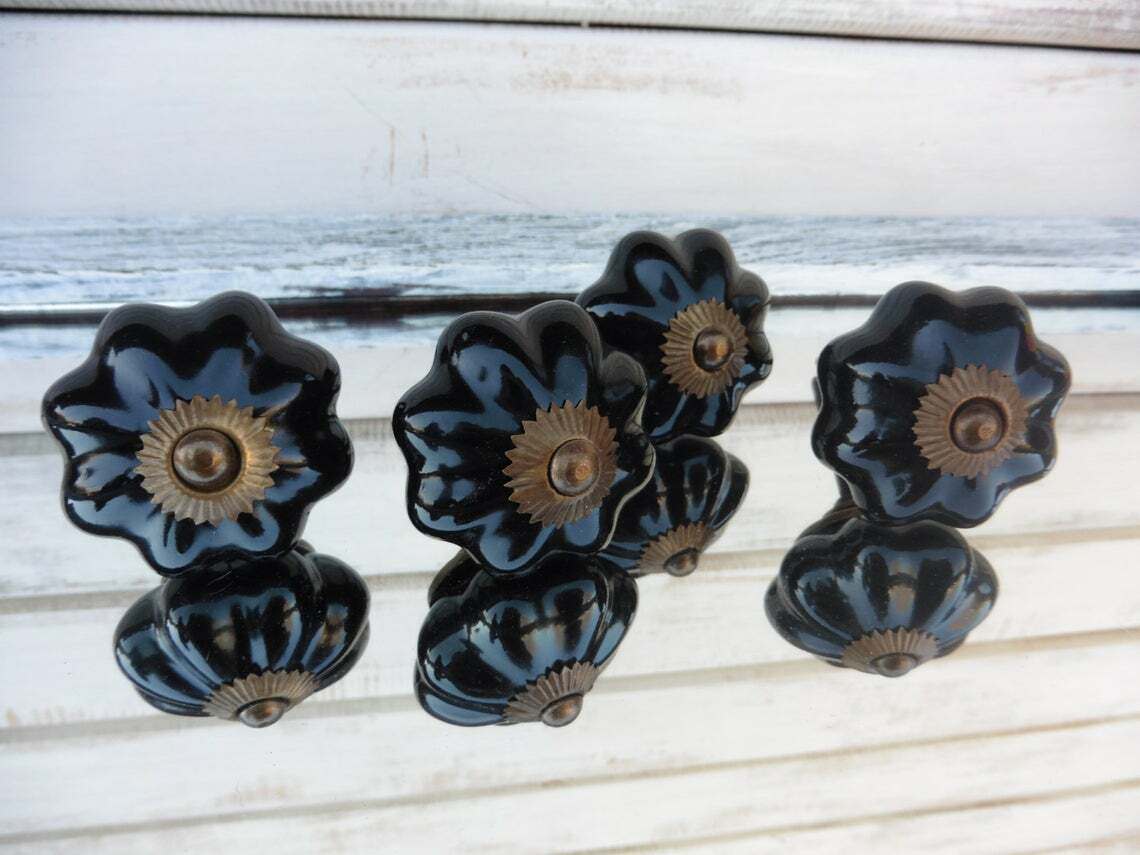 Antique Rustic Drawer Pulls Black Pumpkin Handles Cabinets Door Knob
