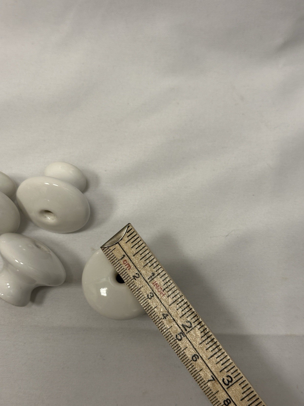 Lot of 8 Vintage White Ceramic Drawer Pulls – Classic Round Knobs | No Hardware