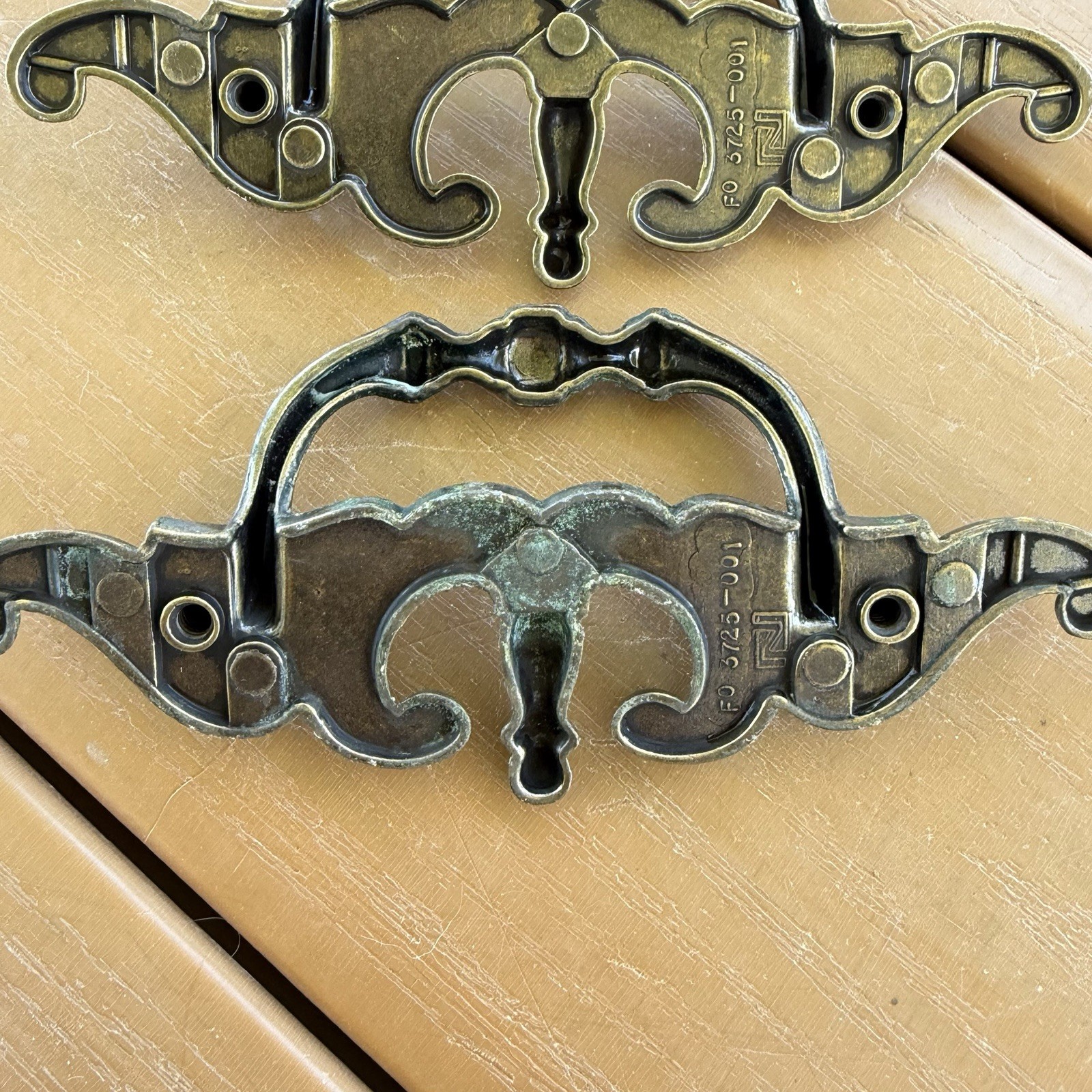 Batwing Style Drawer Pulls Antique Finish with Drop Bail Handle Lot Of 2