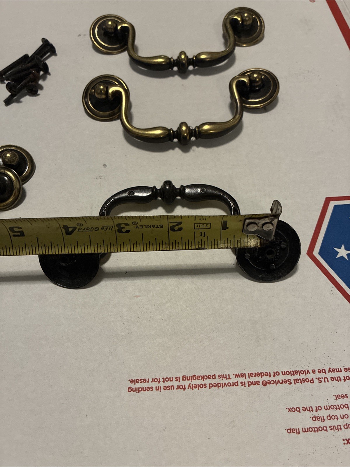 3pcsDrexel Esperanto Drawer Pull Tall Dresser Brass Vintage Drop Bail MCM Handle