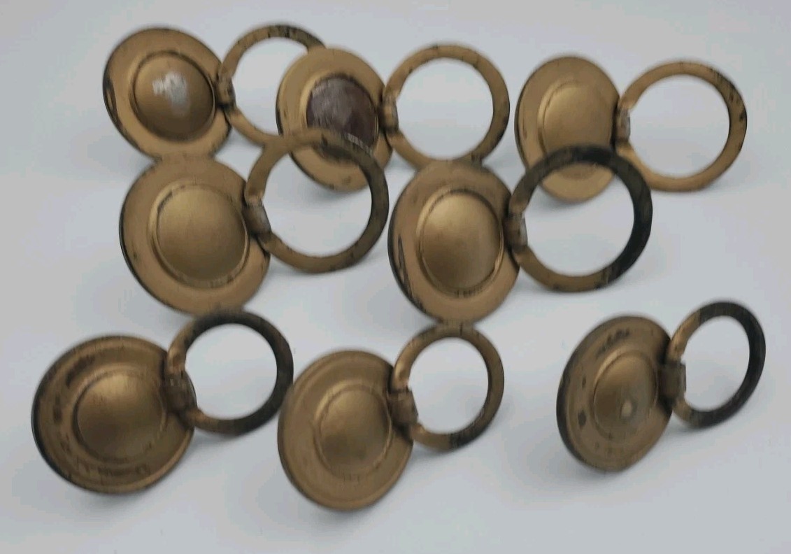 Metal Drawer Ring Pull Knobs Reclaimed Salvage 2 Sizes Lot Of 8