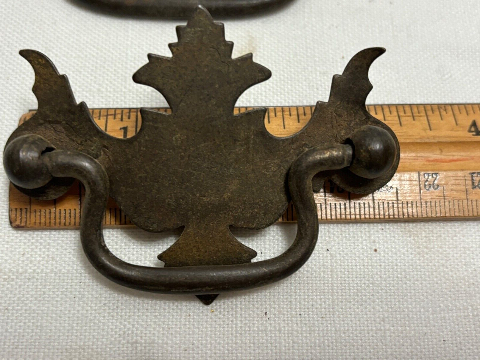 12 Chippendale Batwing Vintage Stamped Metal Drawer Pulls w Bails 2 Sizes